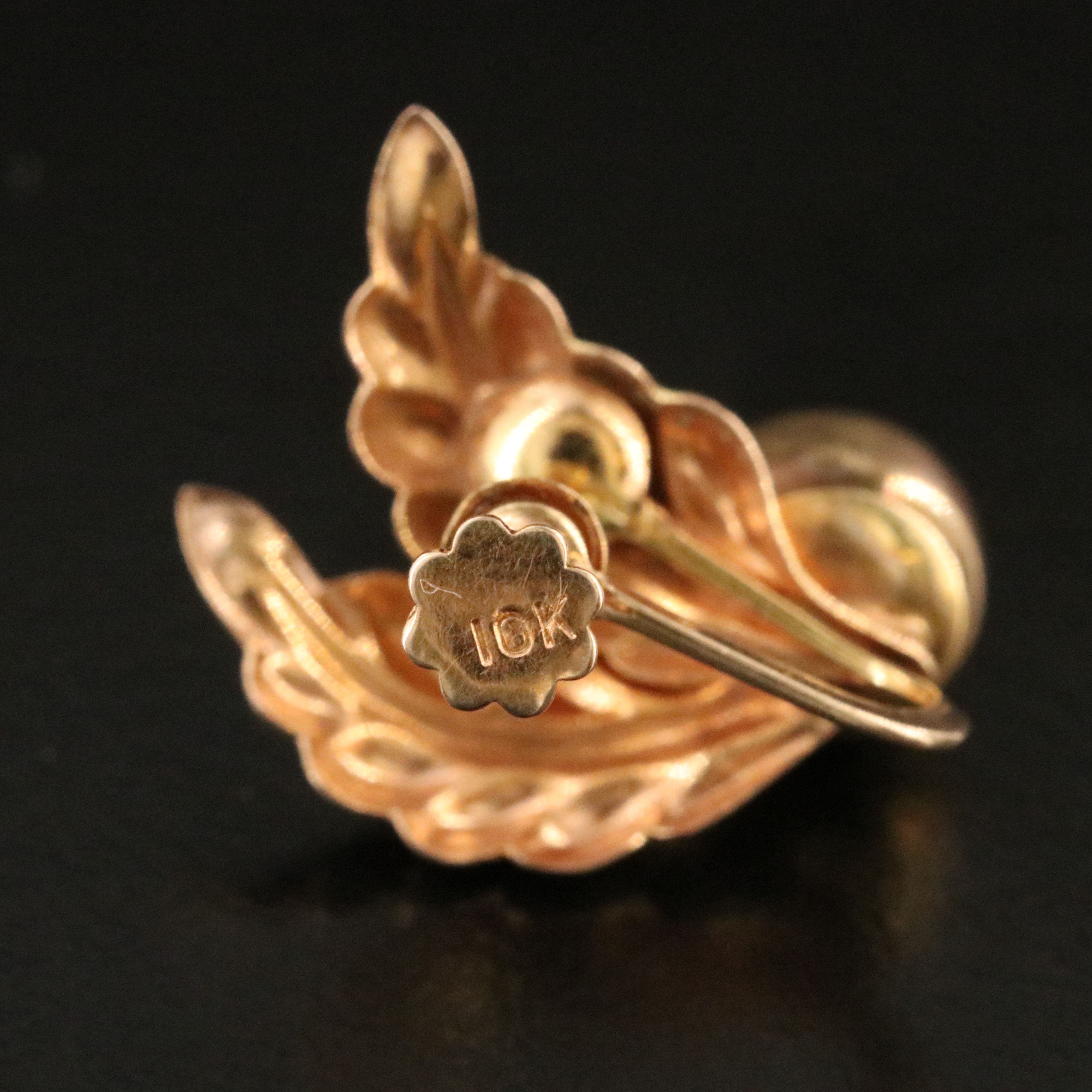 Vintage 10K Botanical Earrings