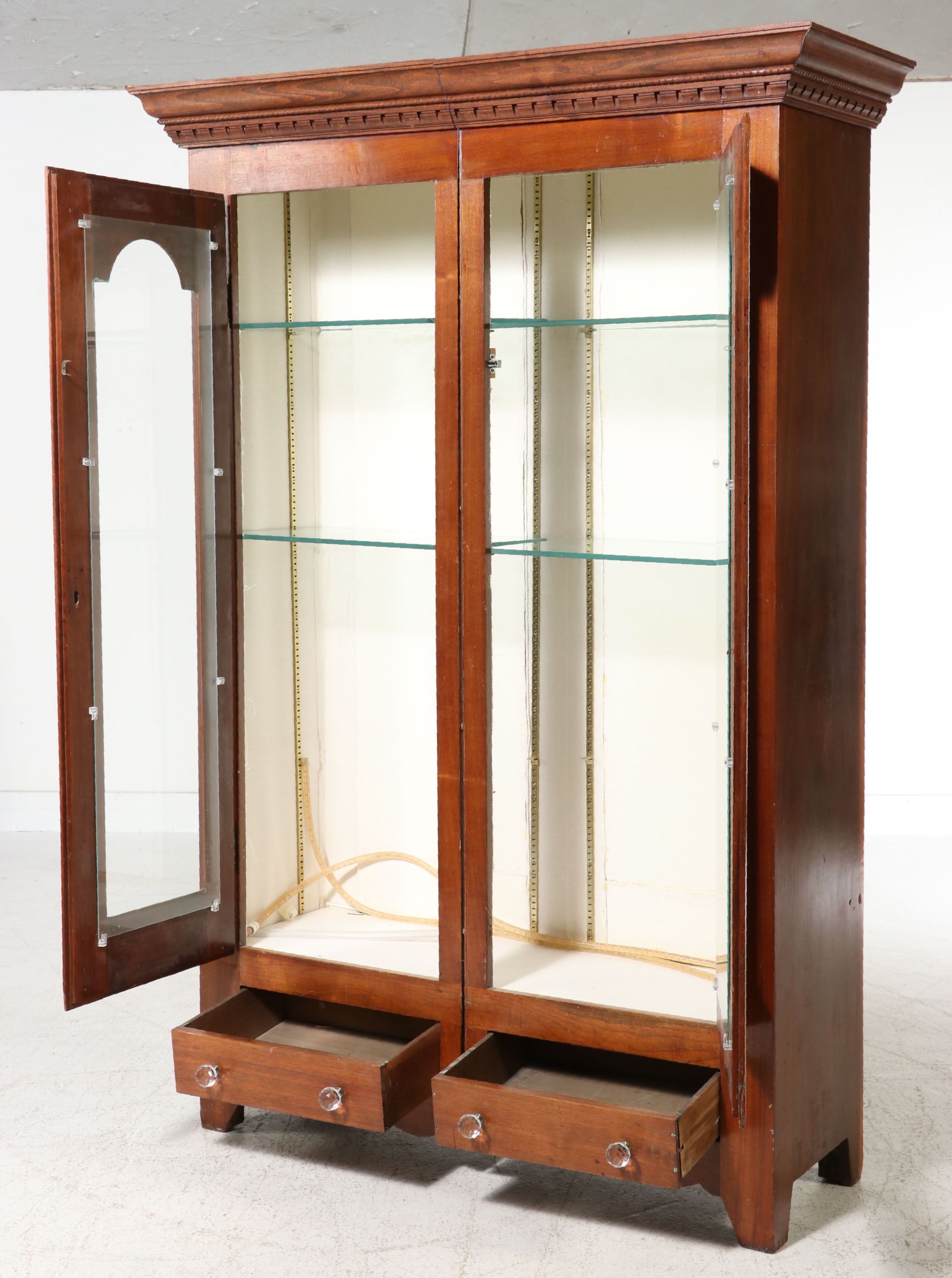 Victorian Cherry Glass Front Armoire Converted to Cabinet, 19th Century