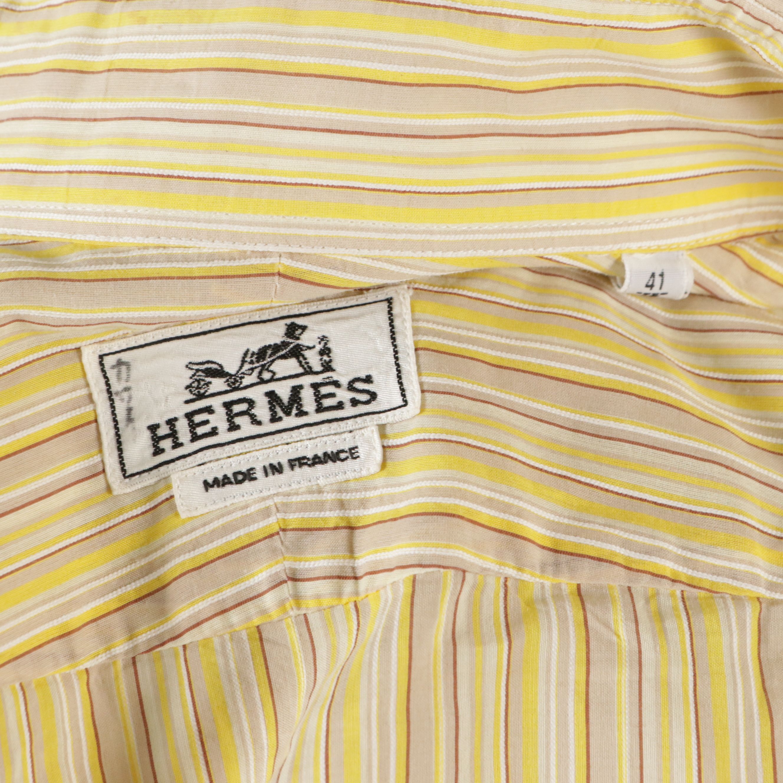 Men's Hermès French Cuff Dress Shirt in Striped Cotton Blend