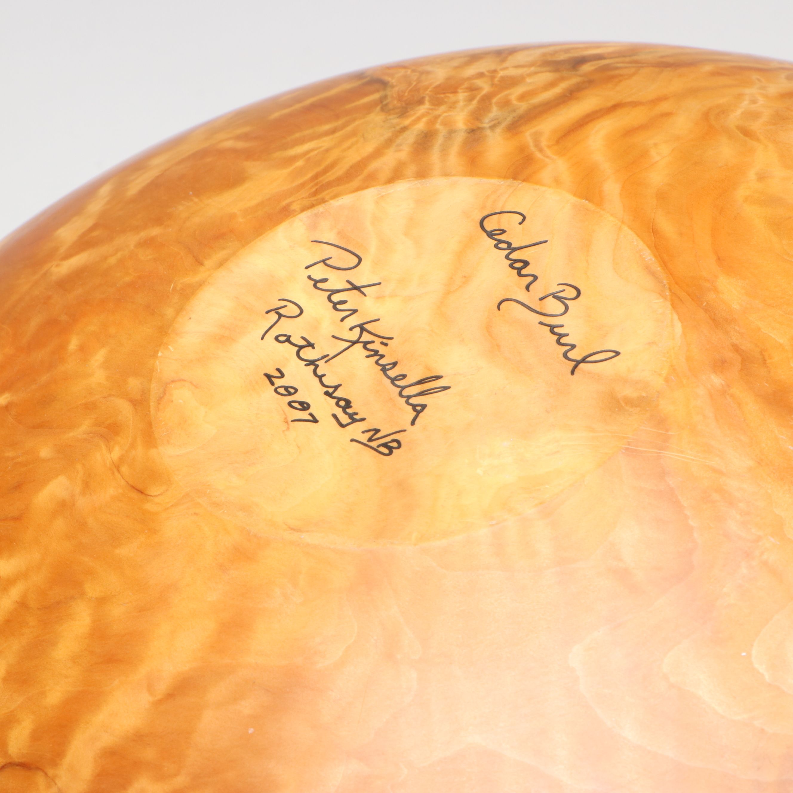 Peter Kinsella Turned and Carved Cedar Burl Vase, 2007