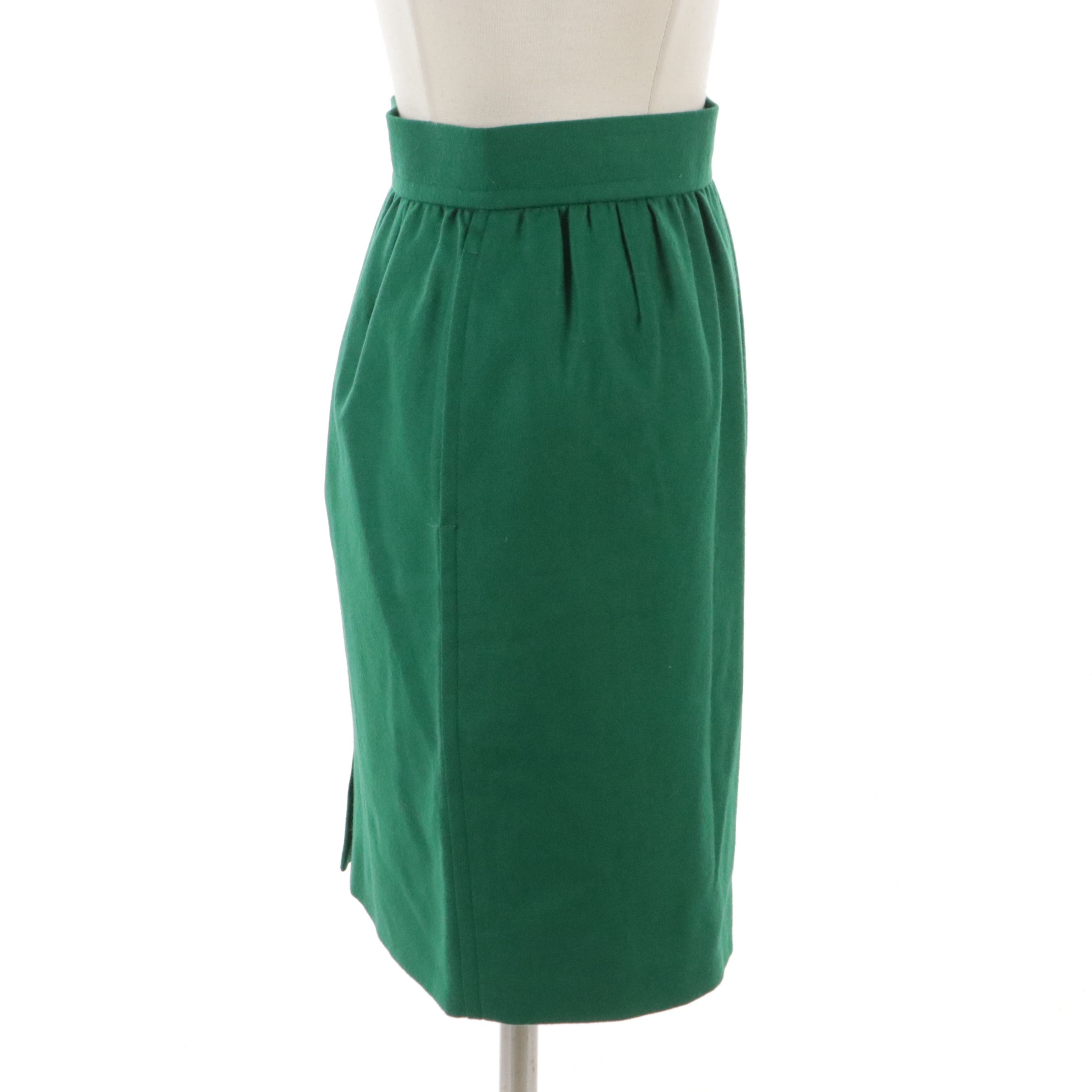 Yves Saint Laurent Diffusion Femmes Gathered Skirt in Wool Blend