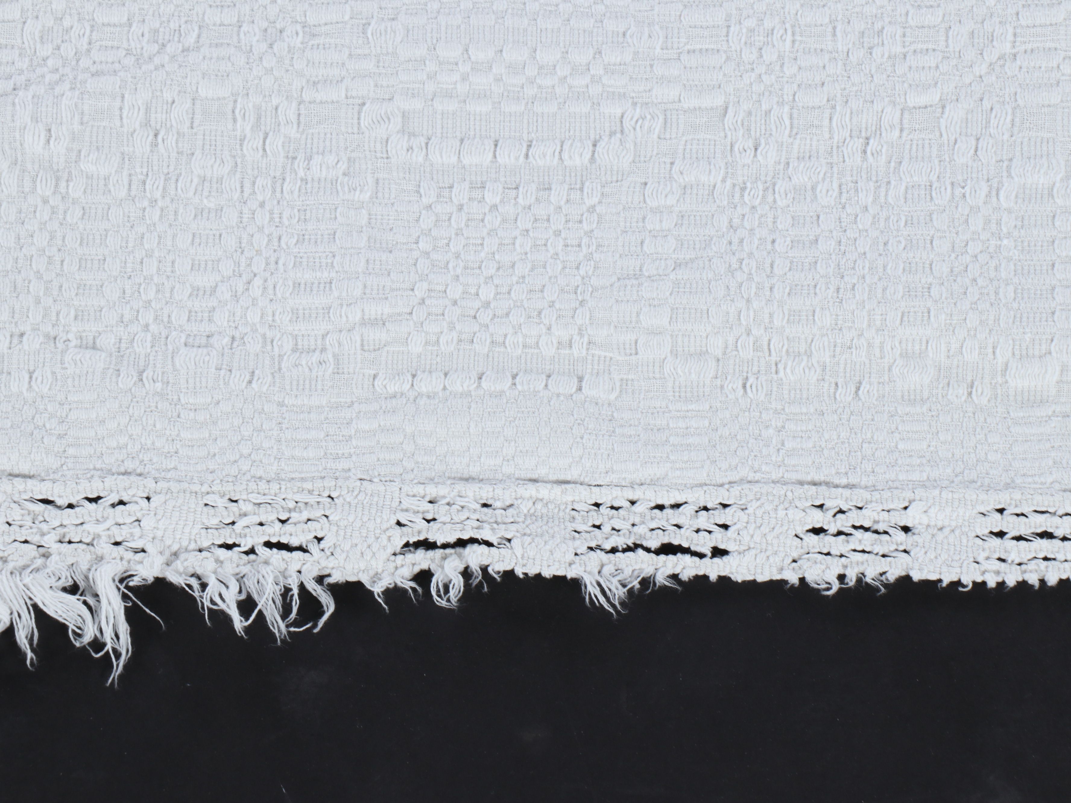 Crocheted Cotton Blankets with Floral Detail and Fringe