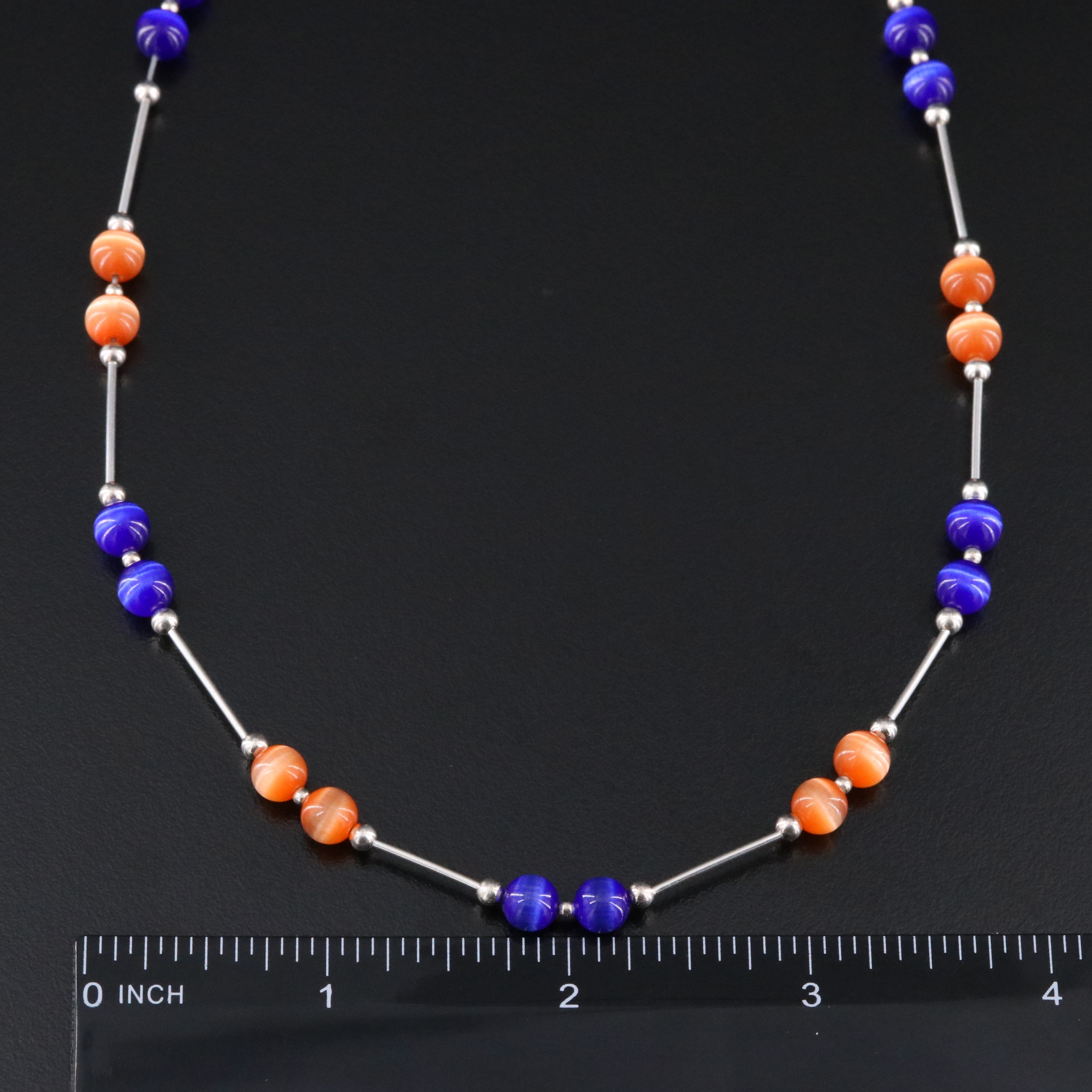 Sterling Bead Necklaces, Bracelets, and Earrings Featuring Cat's Eye Glass