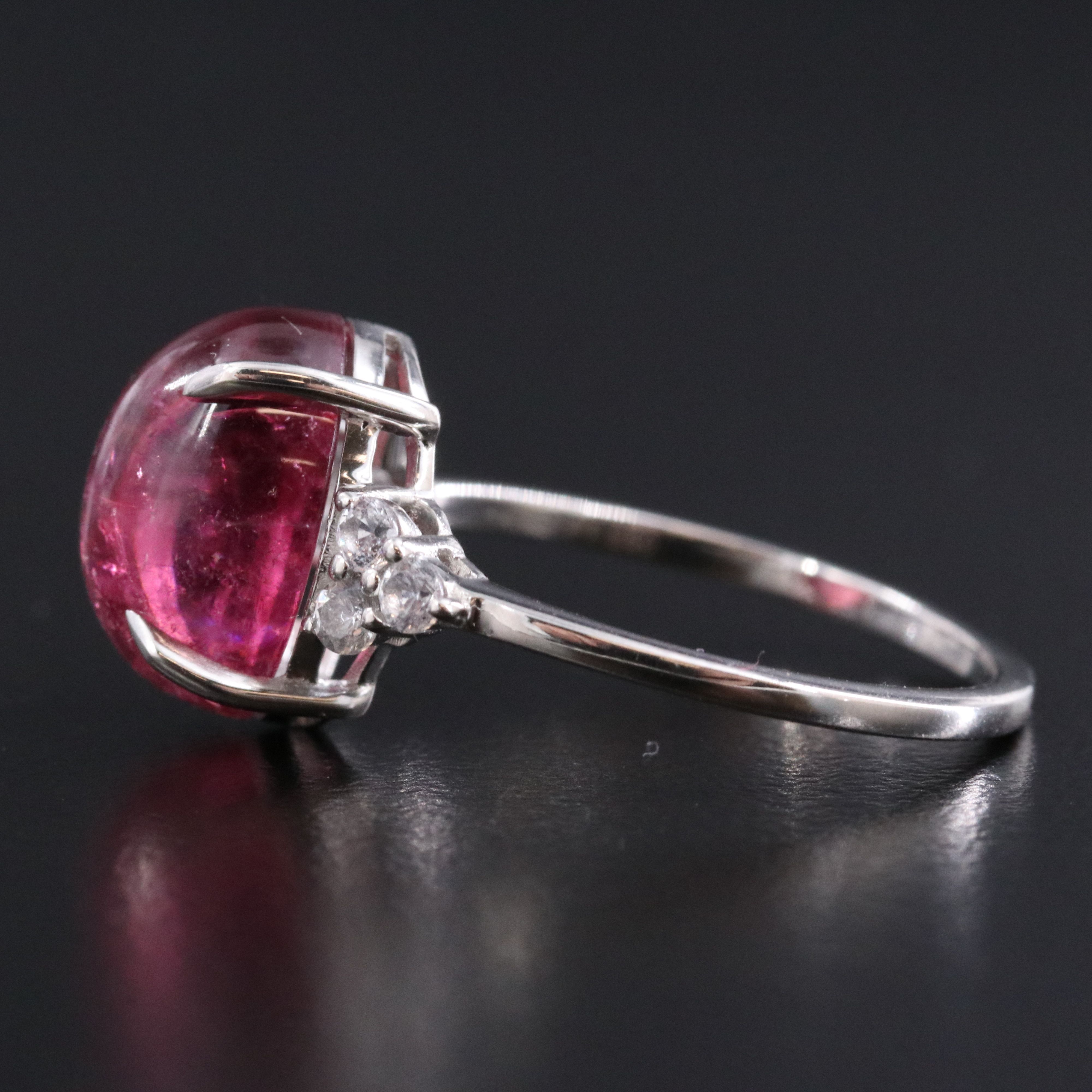 Platinum Pink Tourmaline and White Sapphire Ring