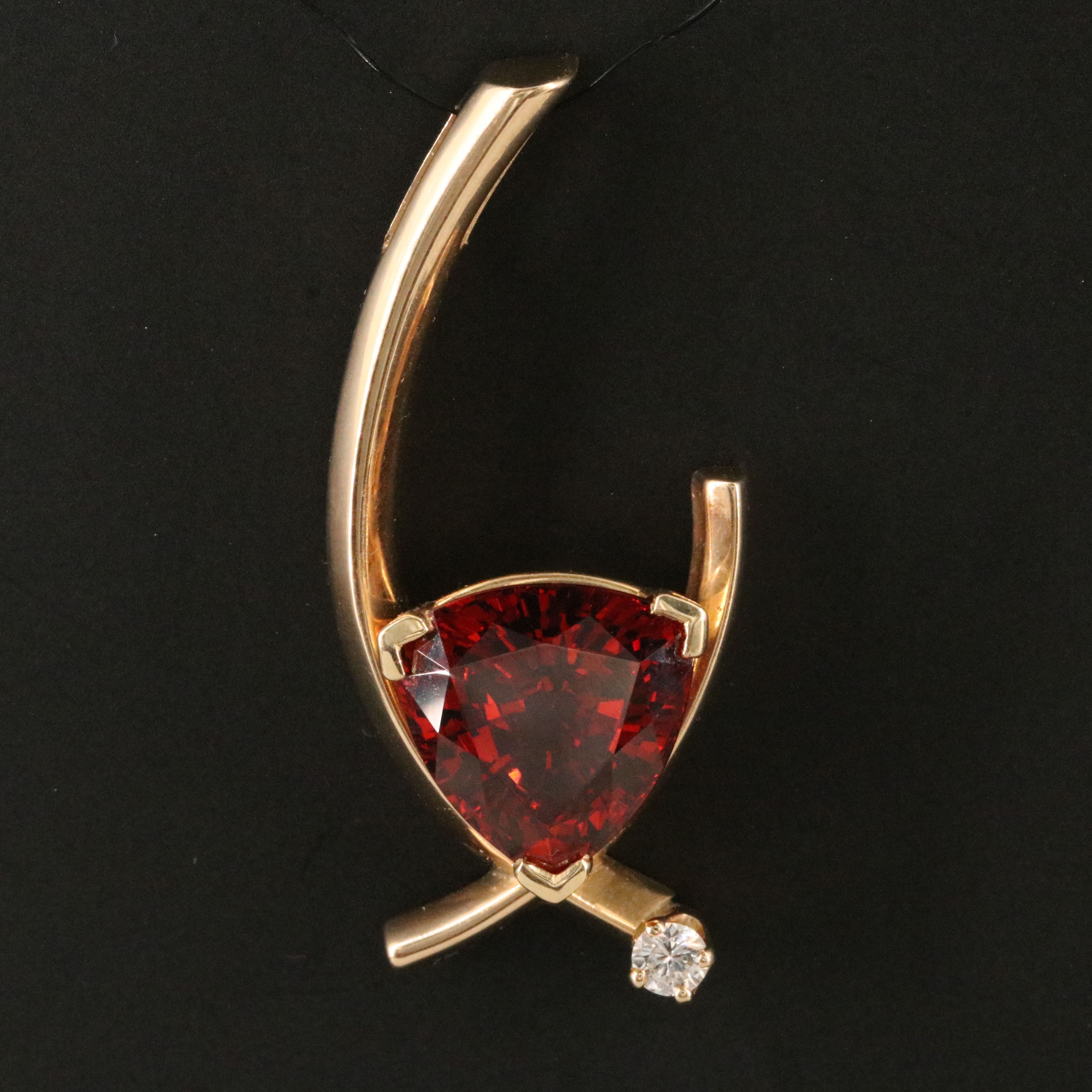 14K Garnet and Diamond Slide Pendant