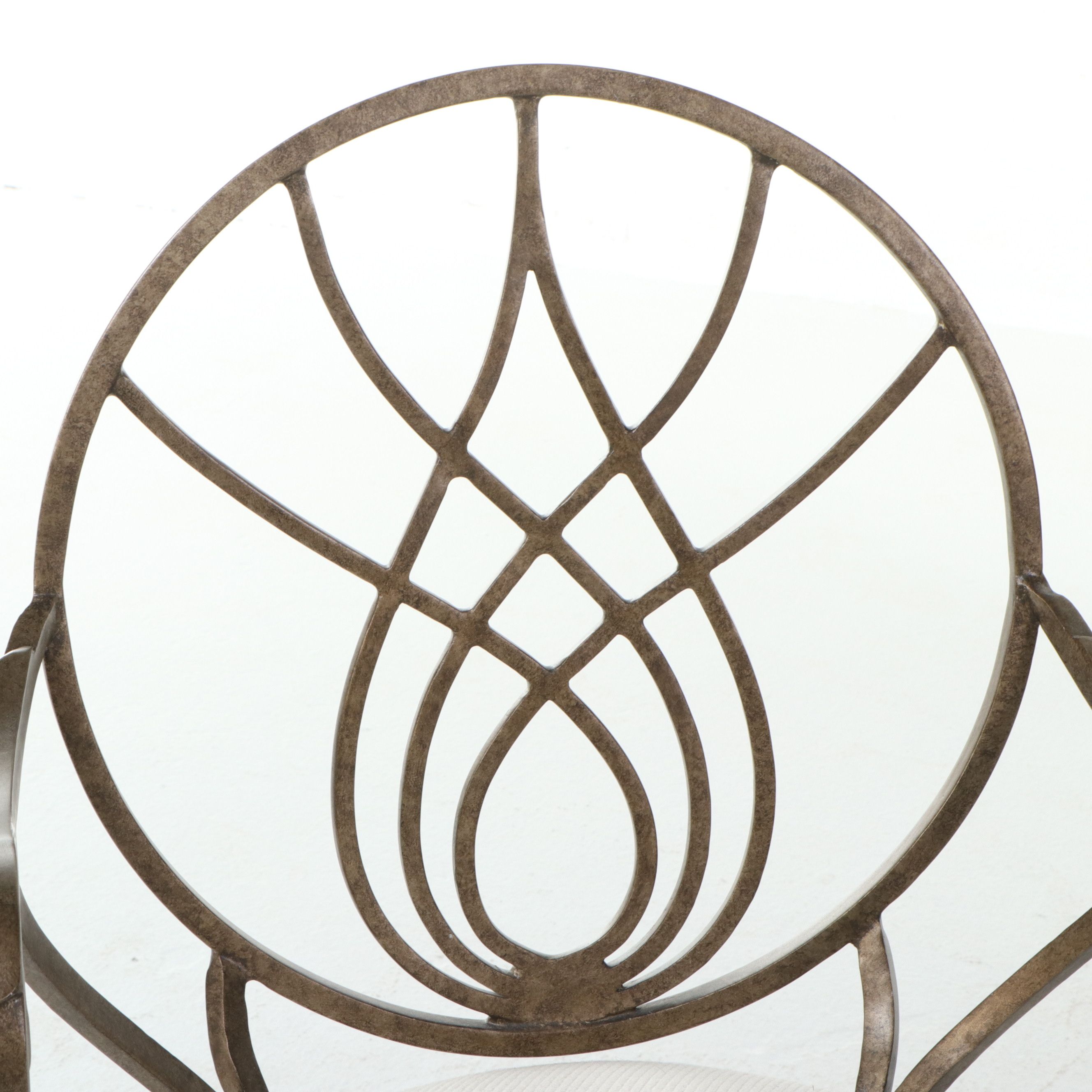 Pair of Drexel Heritage Wrought Iron Swivel Bar Stools