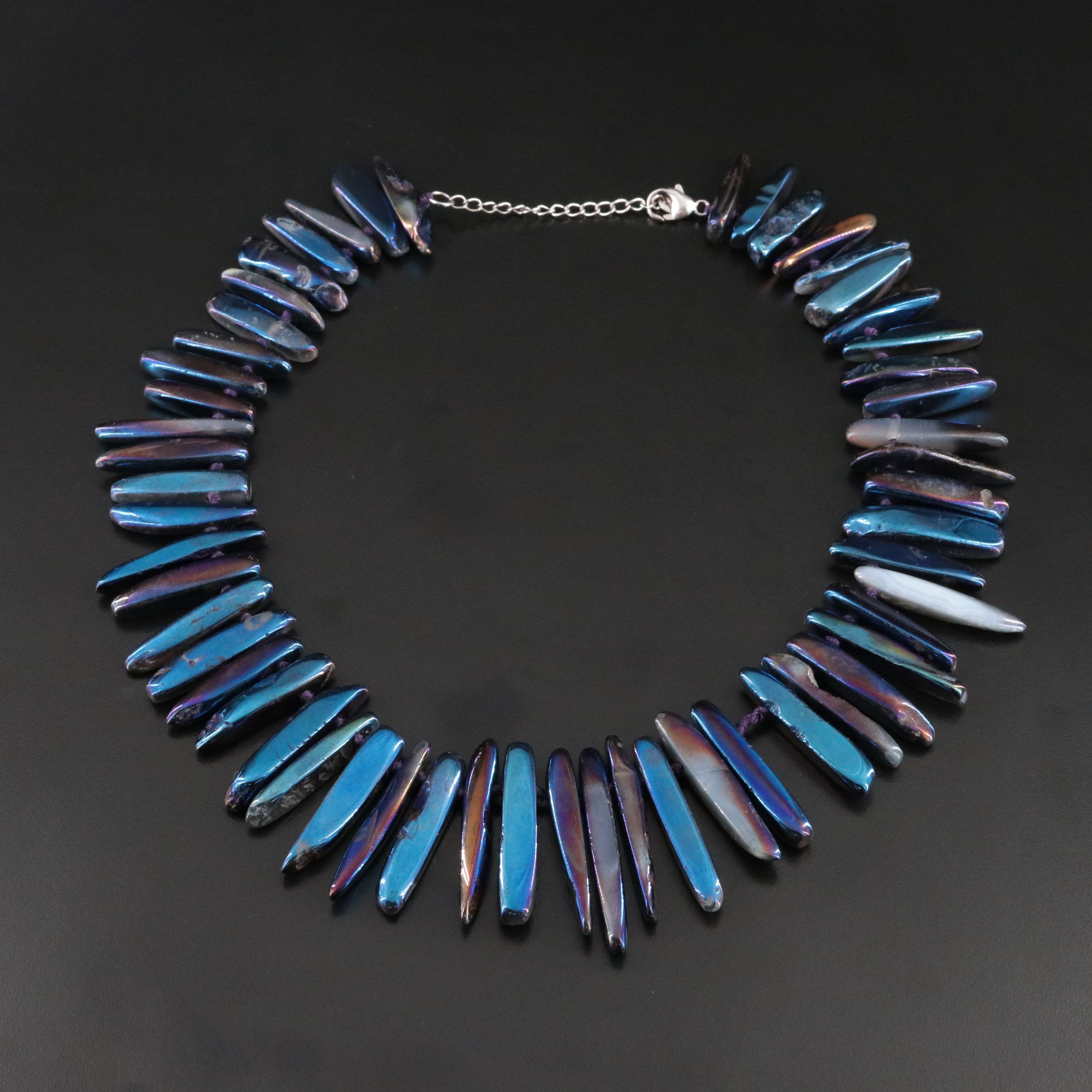 Agate Fringe Necklace with Sterling Clasp