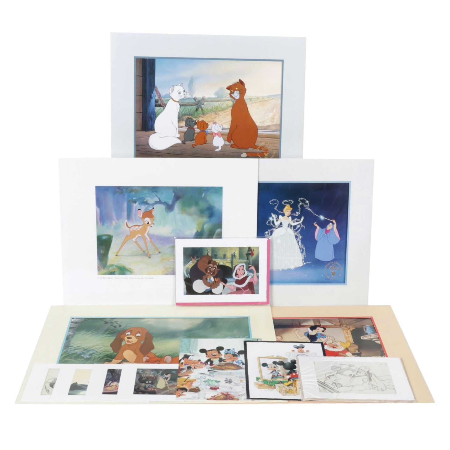 Collection of Commemorative Walt Disney Offset Lithographs & Postcards, C. 1990