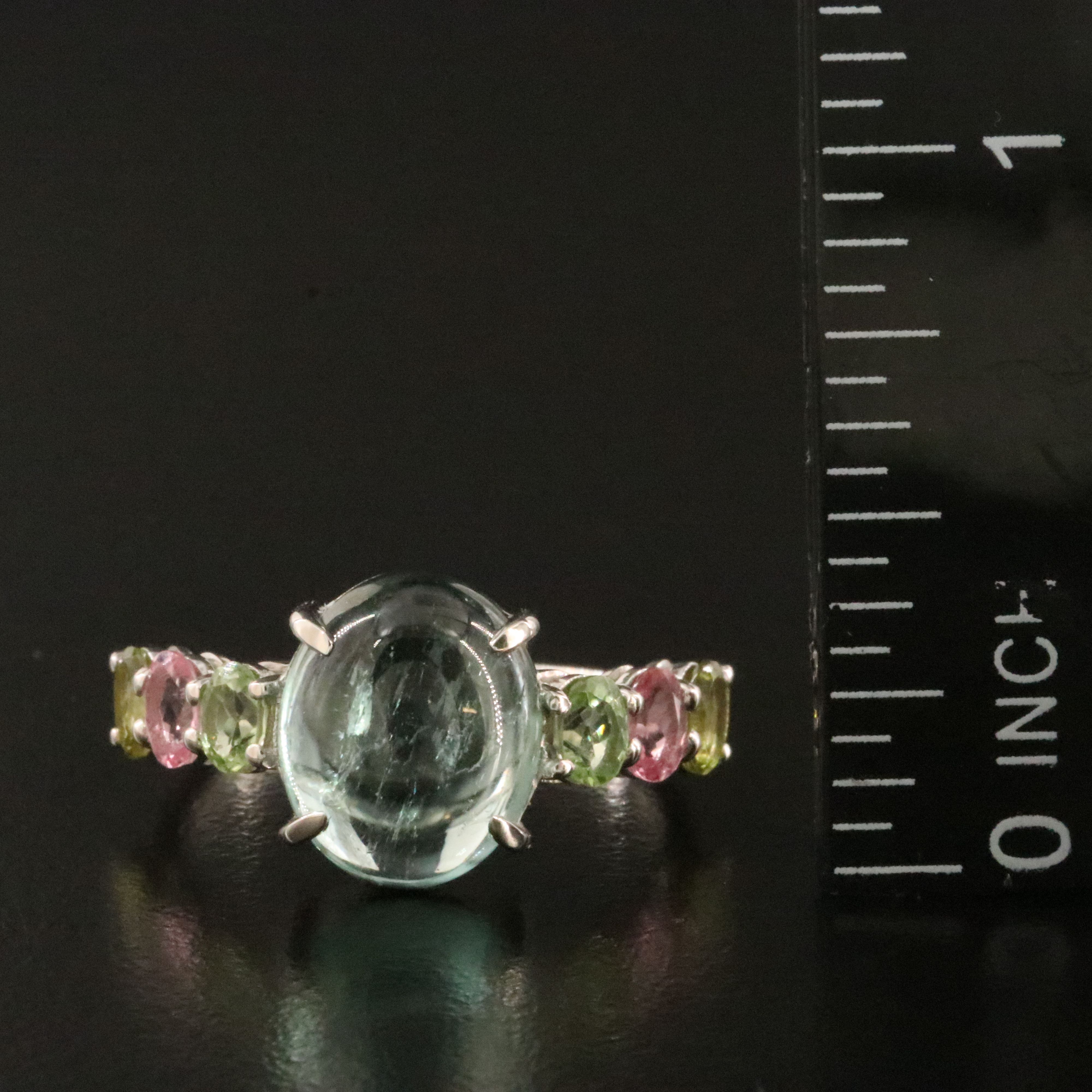 Platinum 4.12 CT Center Tourmaline with Tourmaline Sides Ring