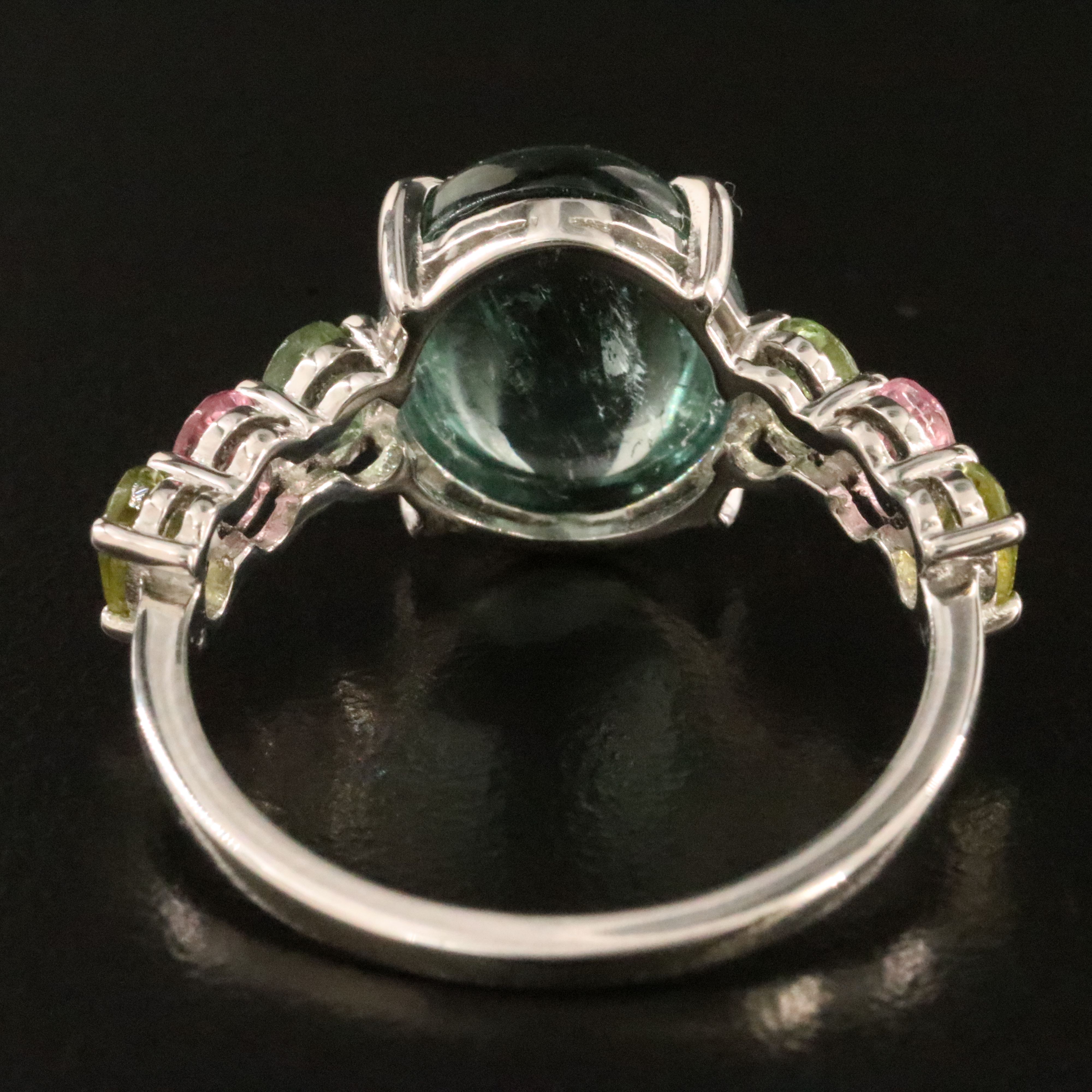 Platinum 4.12 CT Center Tourmaline with Tourmaline Sides Ring