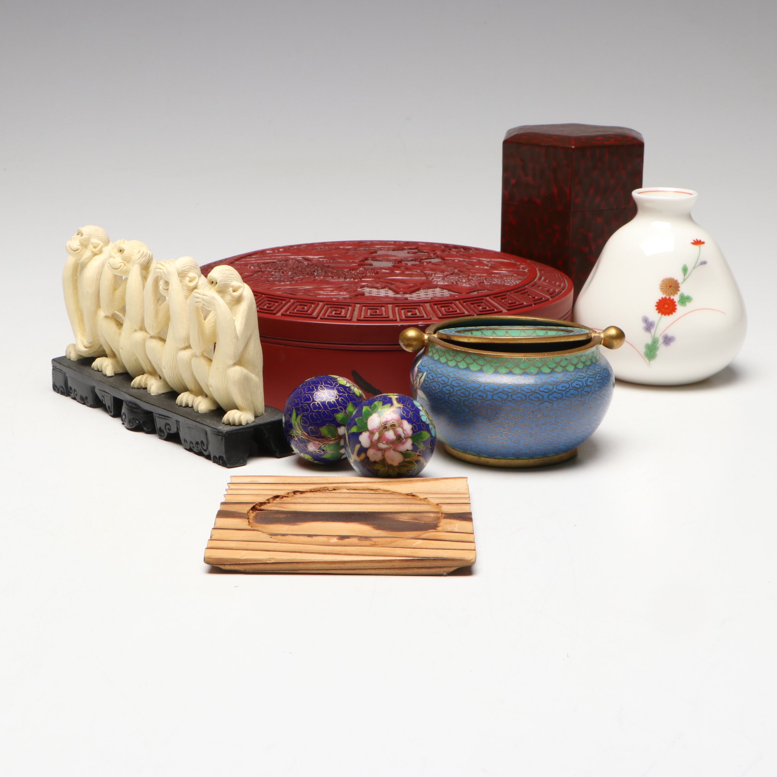 Japanese Lacquerware Calligraphy Ink Stone Box and Other East Asian Décor