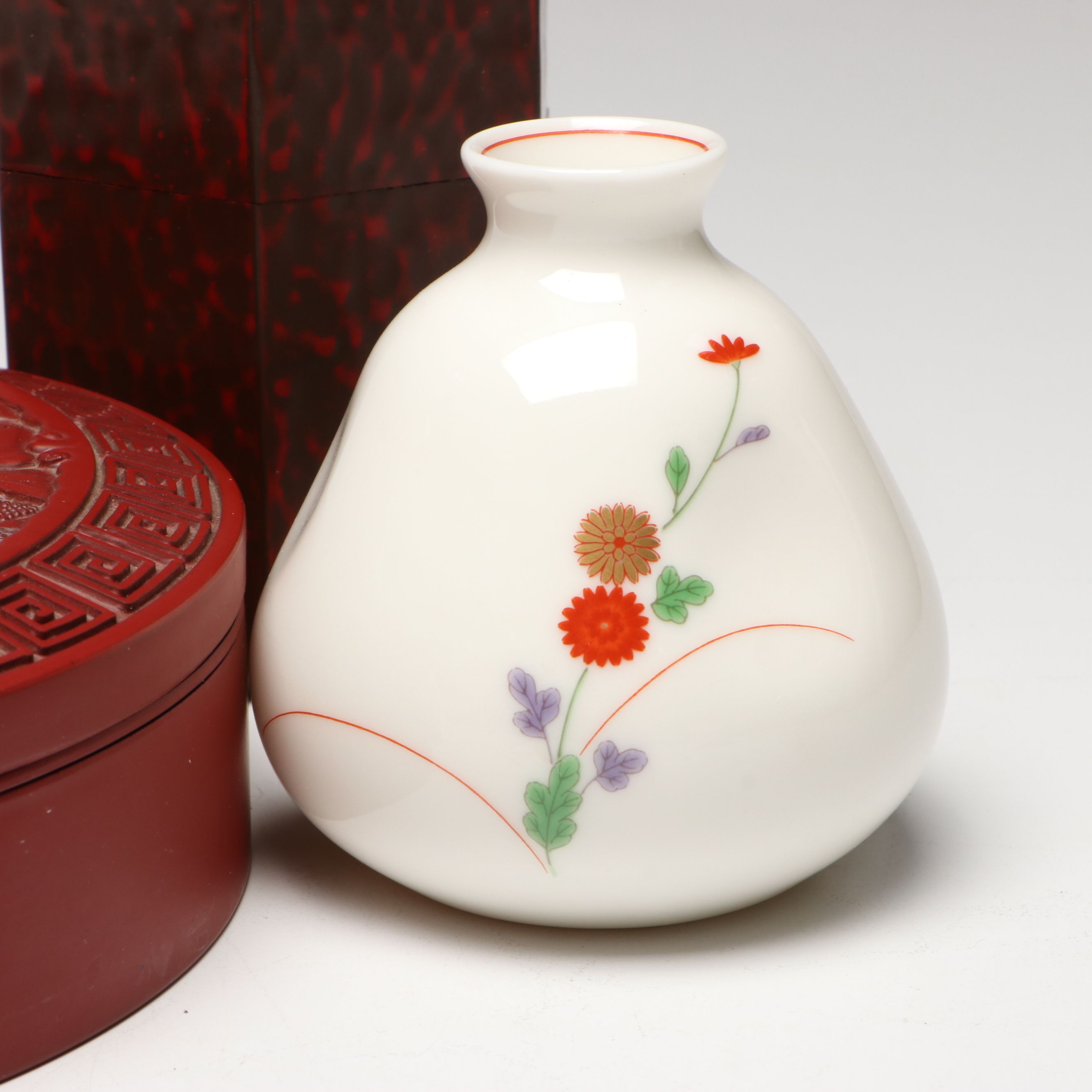 Japanese Lacquerware Calligraphy Ink Stone Box and Other East Asian Décor