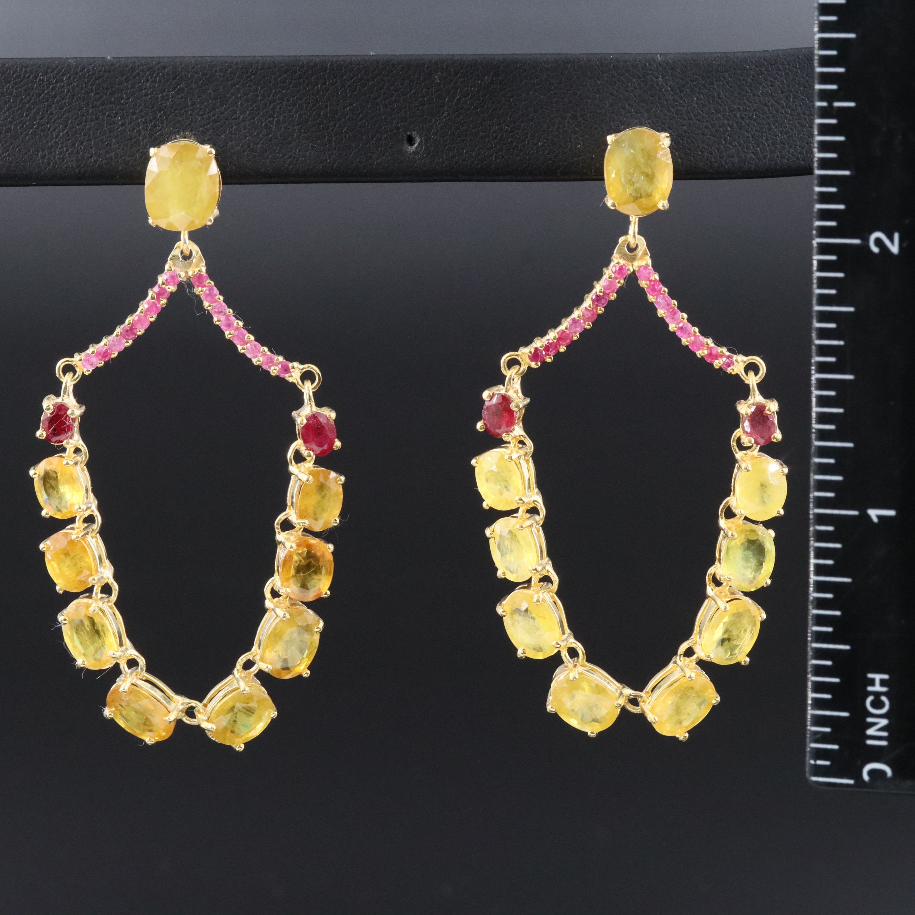 Sterling Sapphire and Ruby Earrings