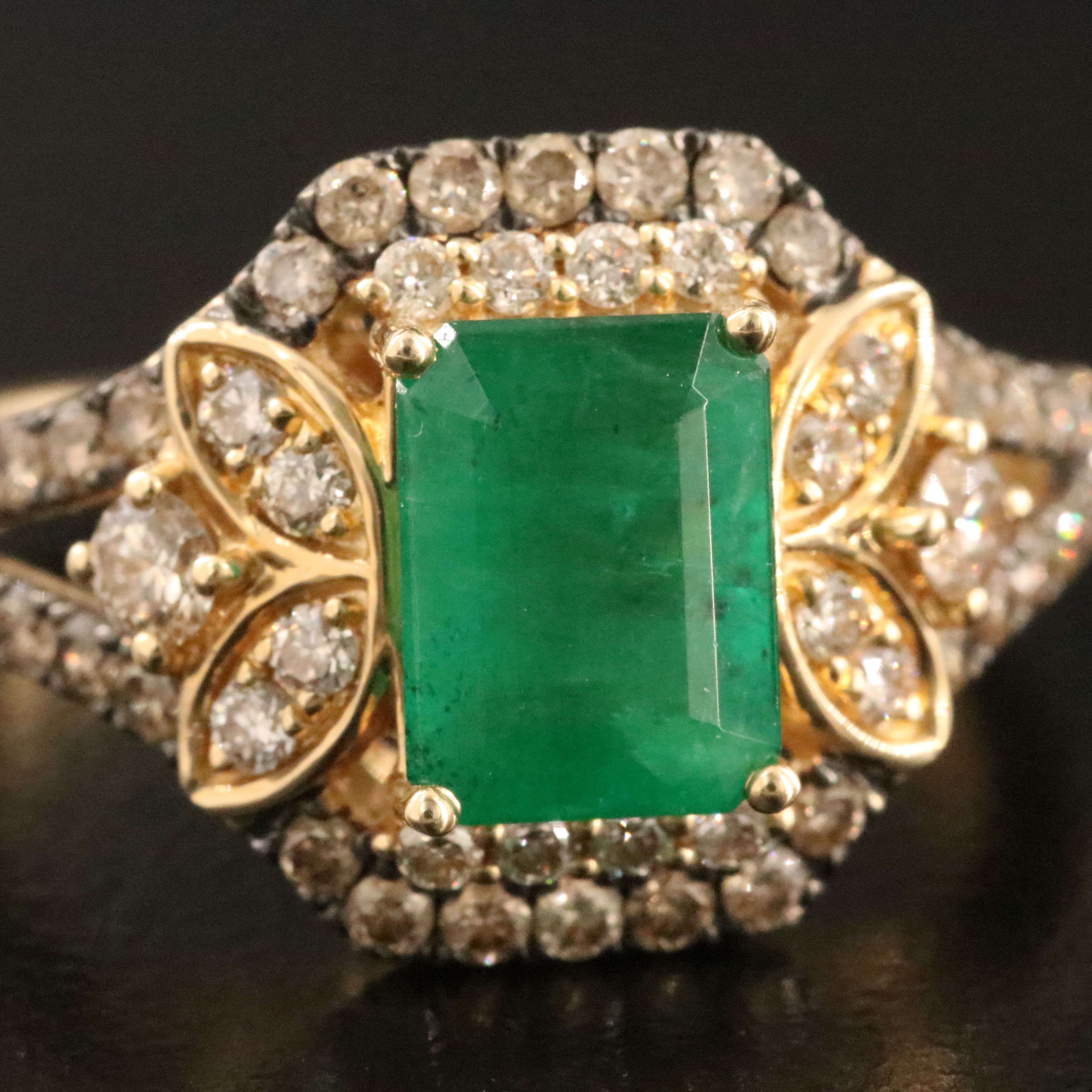 Le Vian 14K 1.34 CT Emerald and 1.00 CTW Diamond Ring