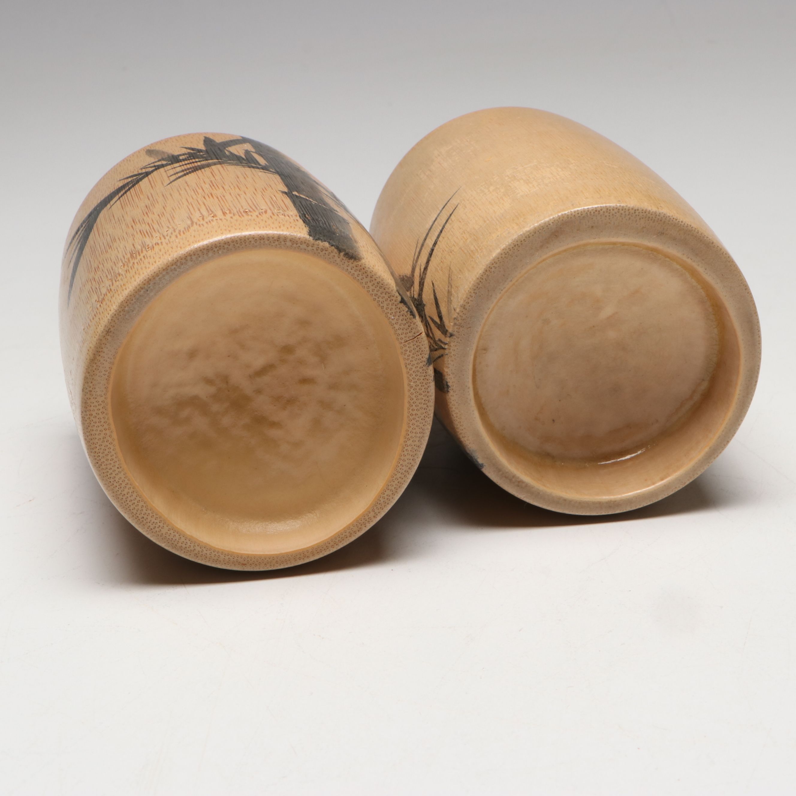 Japanese Ceramic Dinnerware with Stone Vase and Bamboo Pitcher with Tumblers