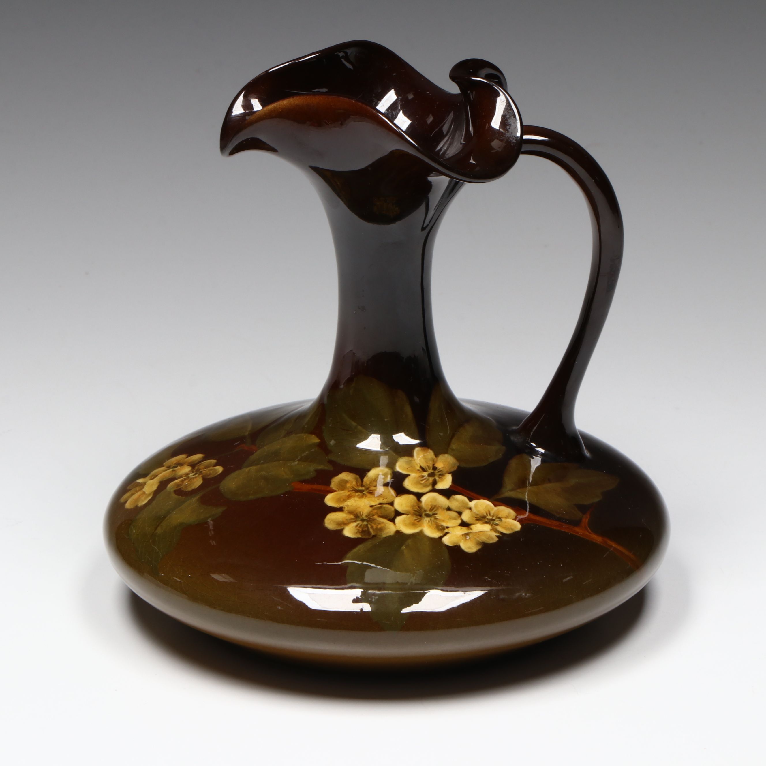 Caroline F. Bonsall for Rookwood Pottery Floral Ceramic Ewer, 1902