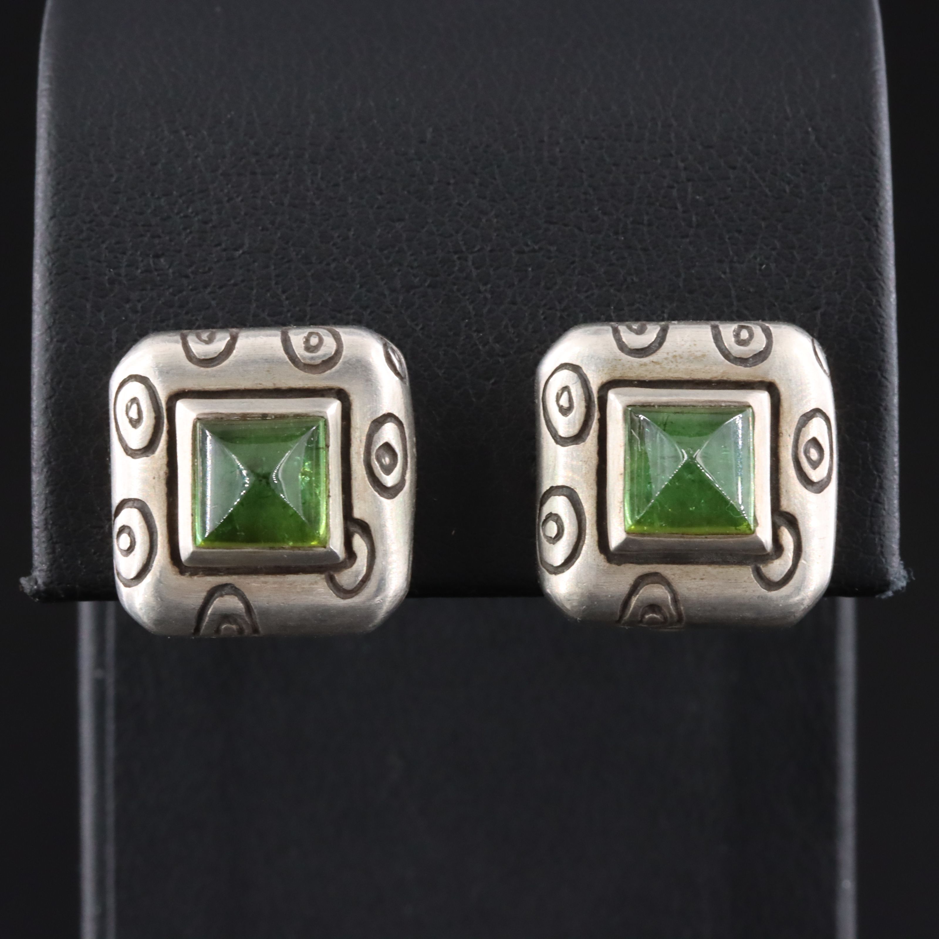Sterling Peridot Square Clip Earrings