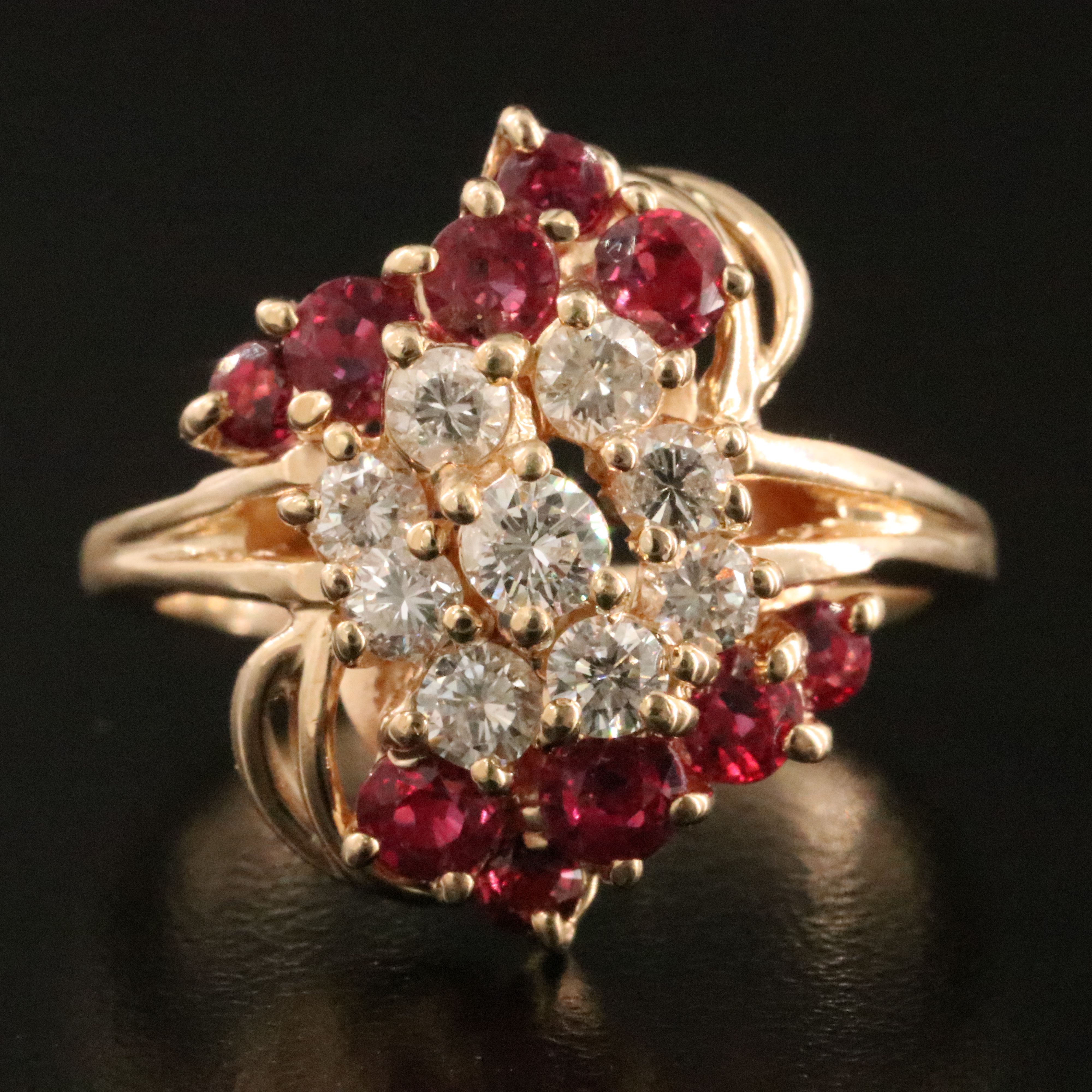 Vintage 14K Diamond and Ruby Ring