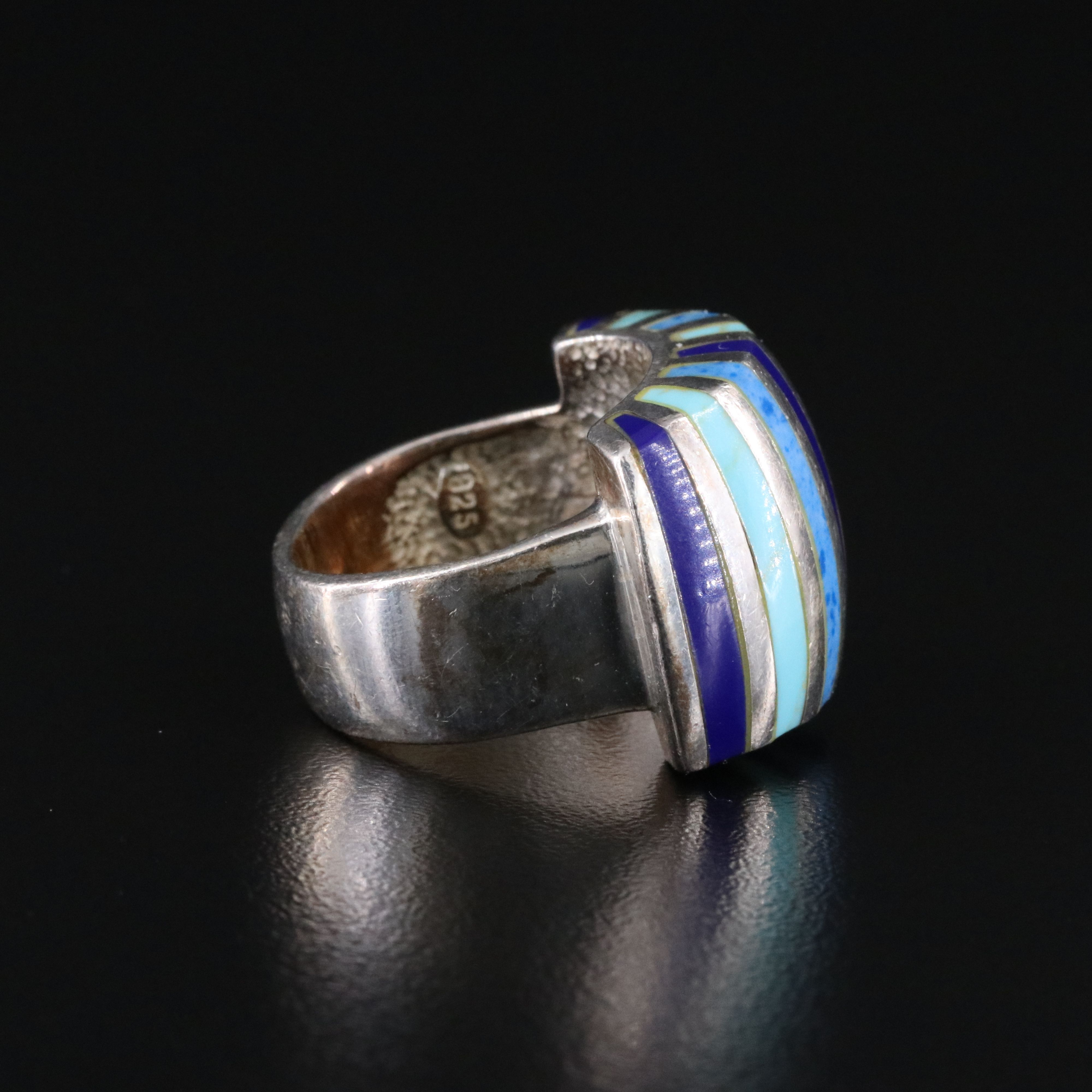 Sterling Artist Signed Gemstone Ring and Bracelet