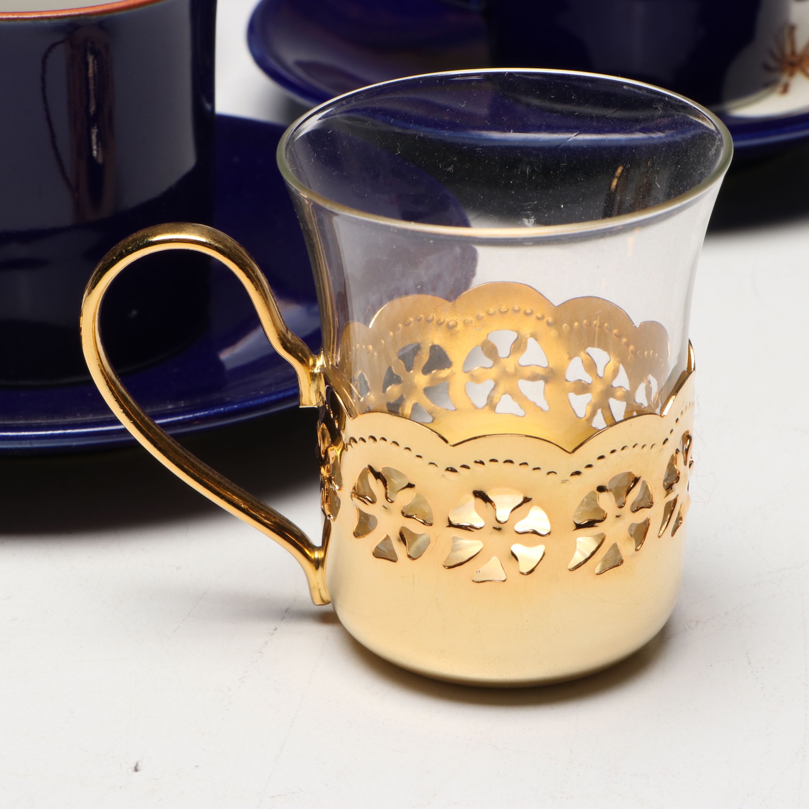Fukagawa Porcelain Sake Carafes, Gilt Demitasse and More Japanese Ceramics