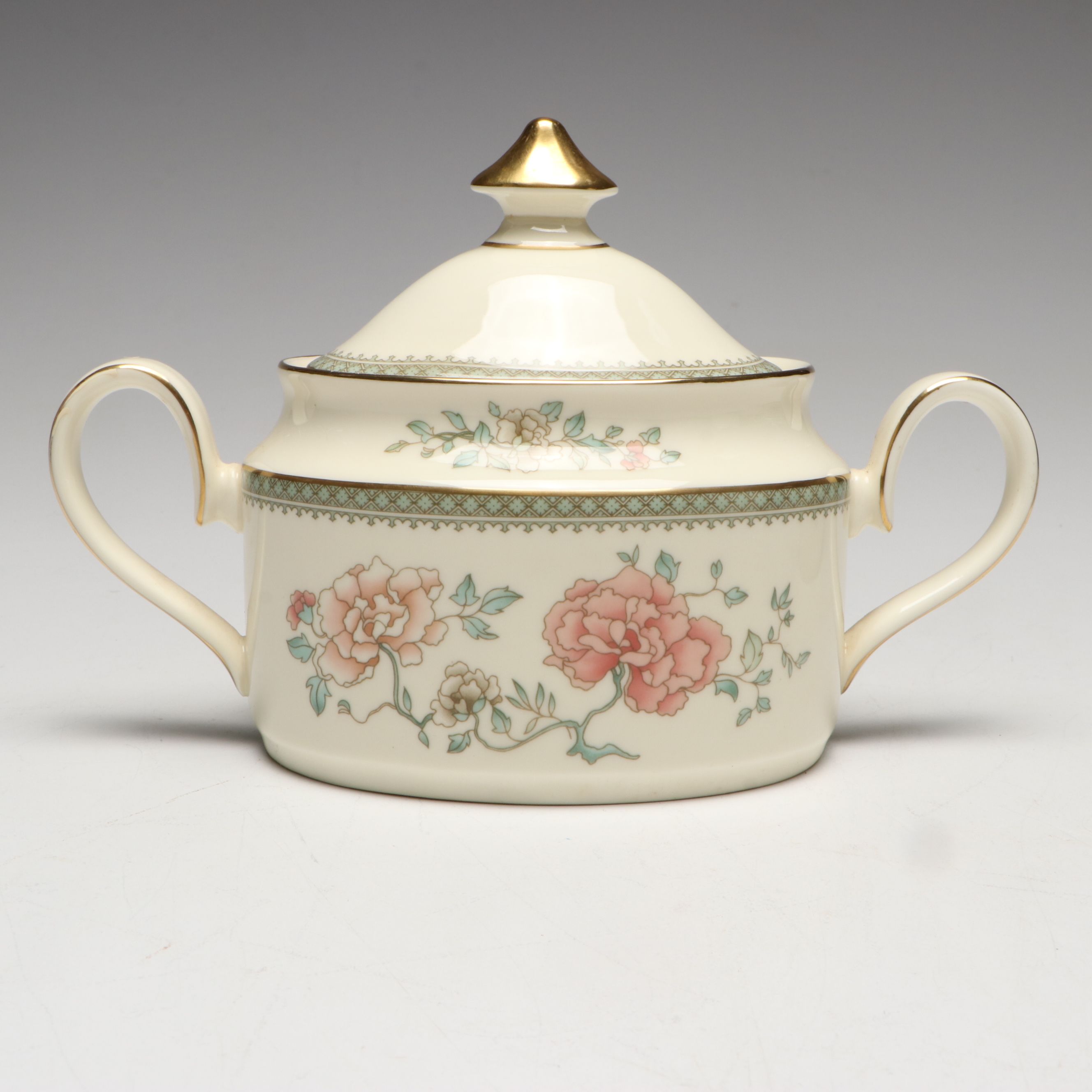 Minton "Jasmine" Bone China Coffee Pot with Creamer and Sugar, Late 20th C.