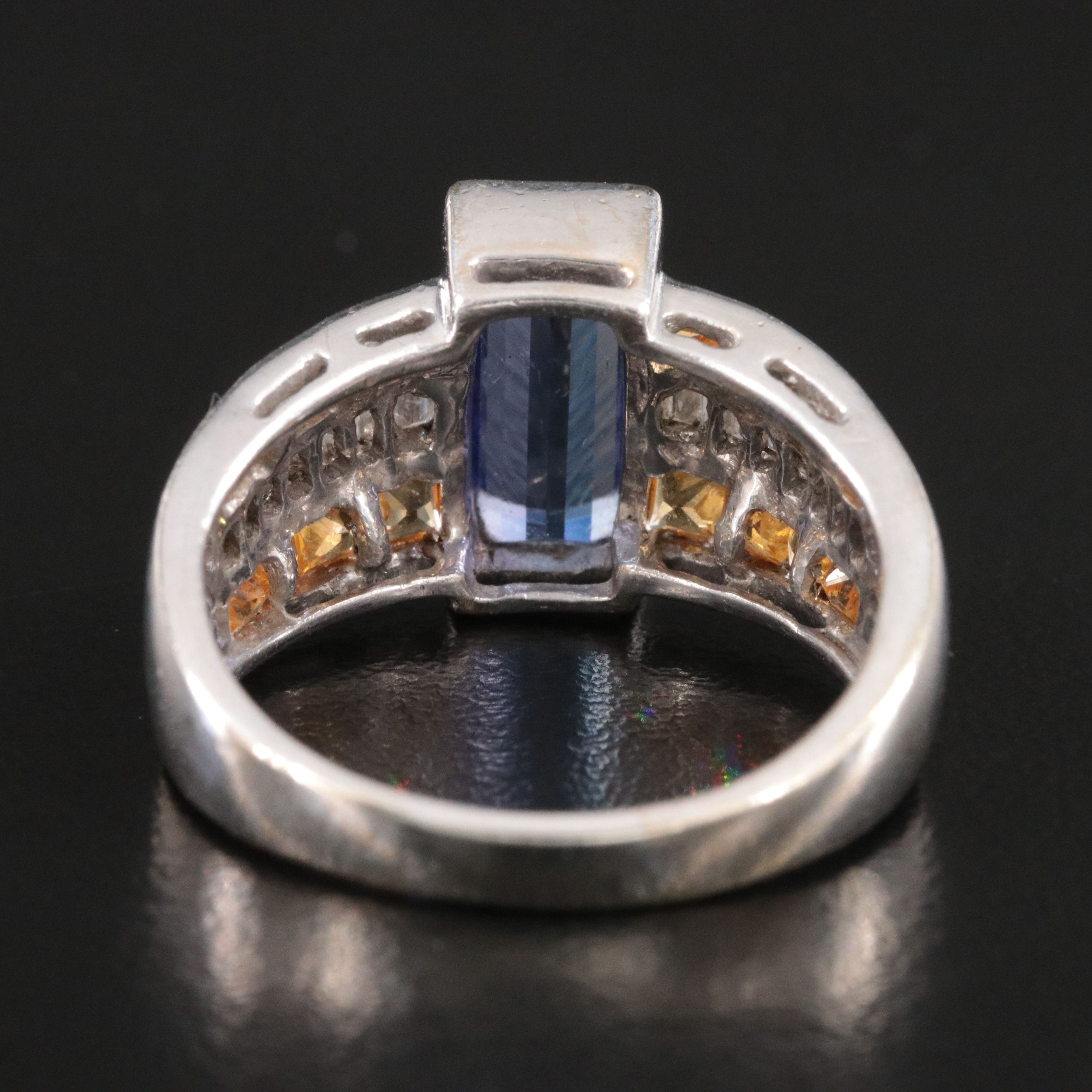 18K Tanzanite, Diamond and Yellow Sapphire Ring