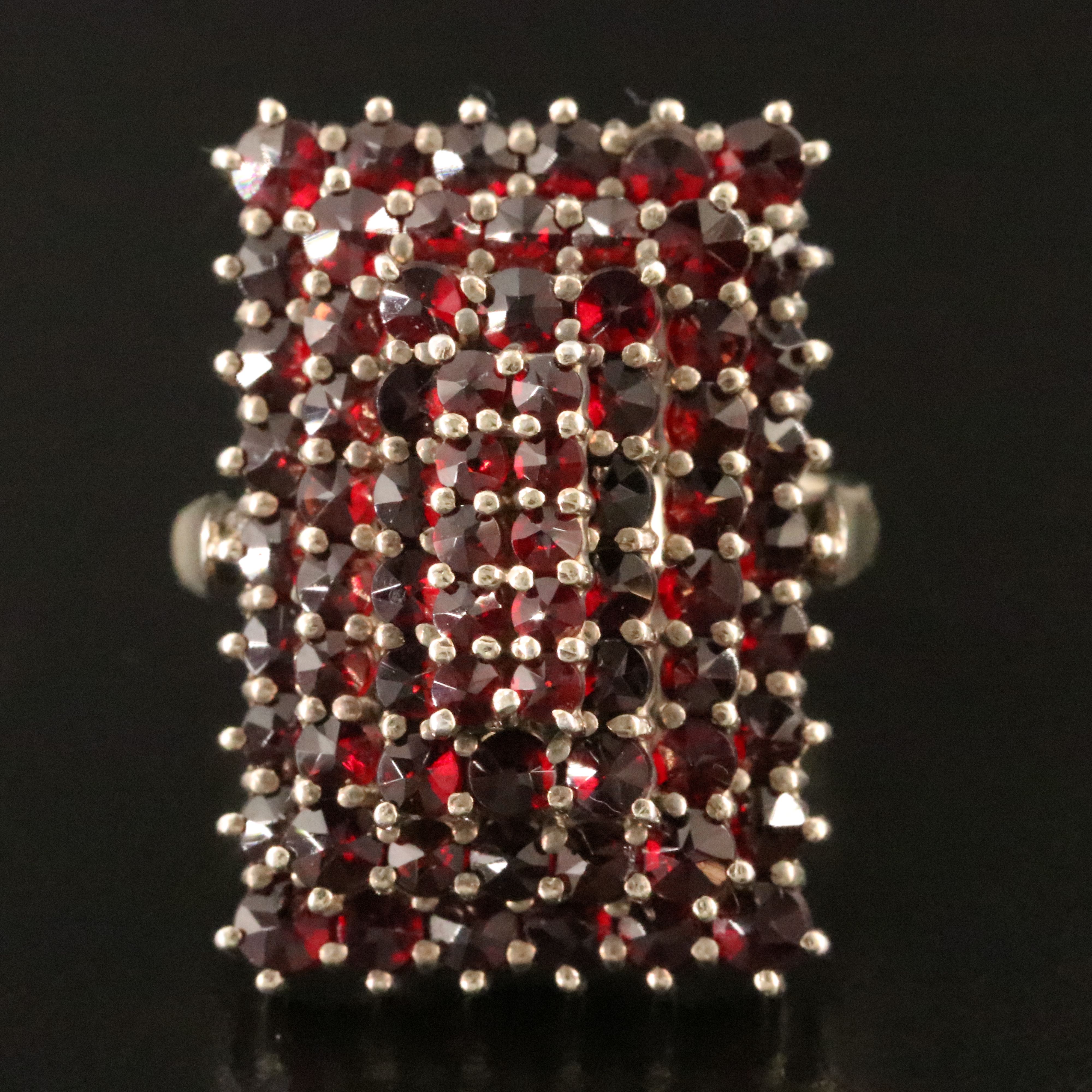 Sterling Garnet Triple-Tier Rectangular Ring
