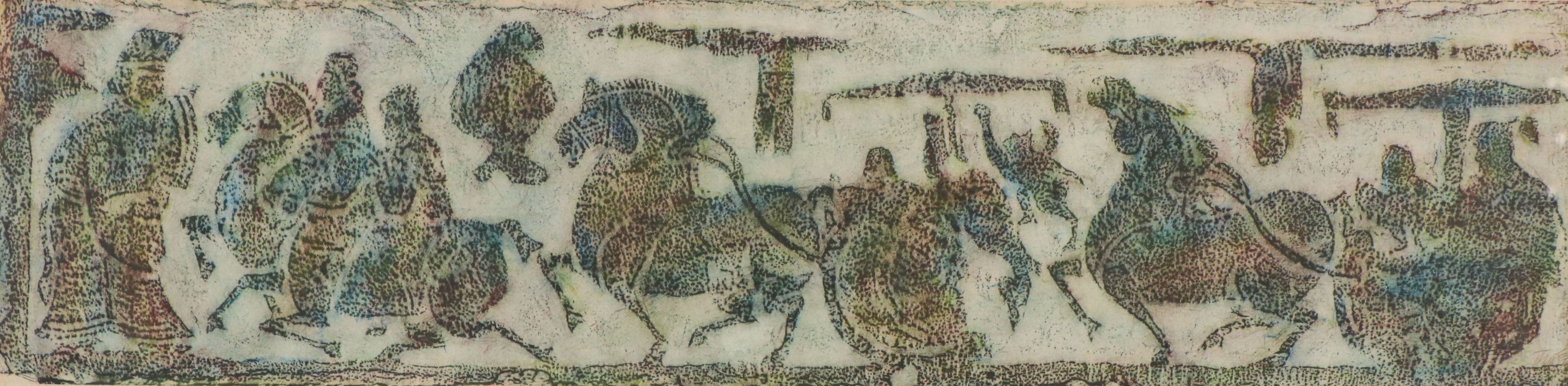 Chinese Stone Rubbing of Horses and Chariots
