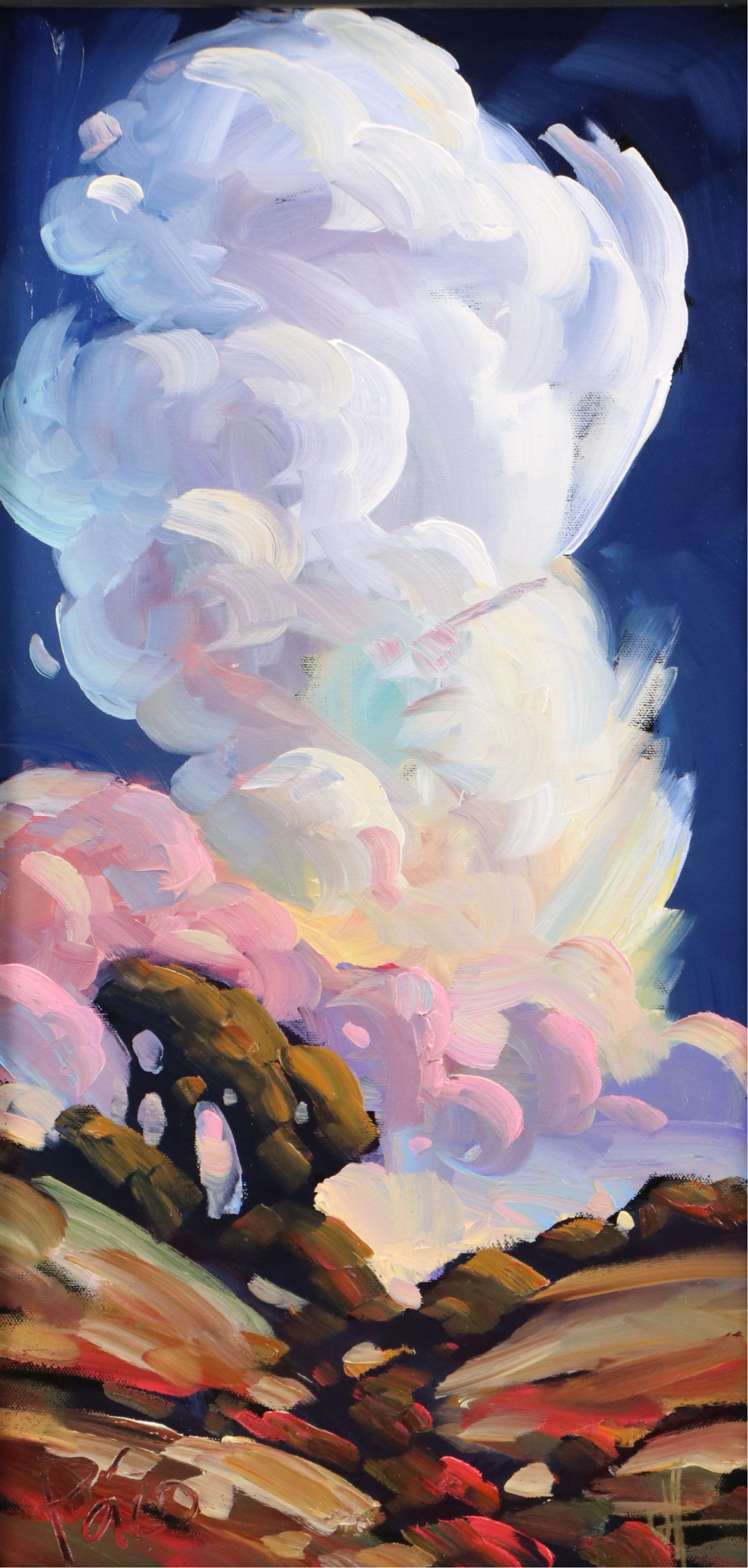 William Hawkins Oil Painting of Expressionistic Clouds Over Hills, 2026