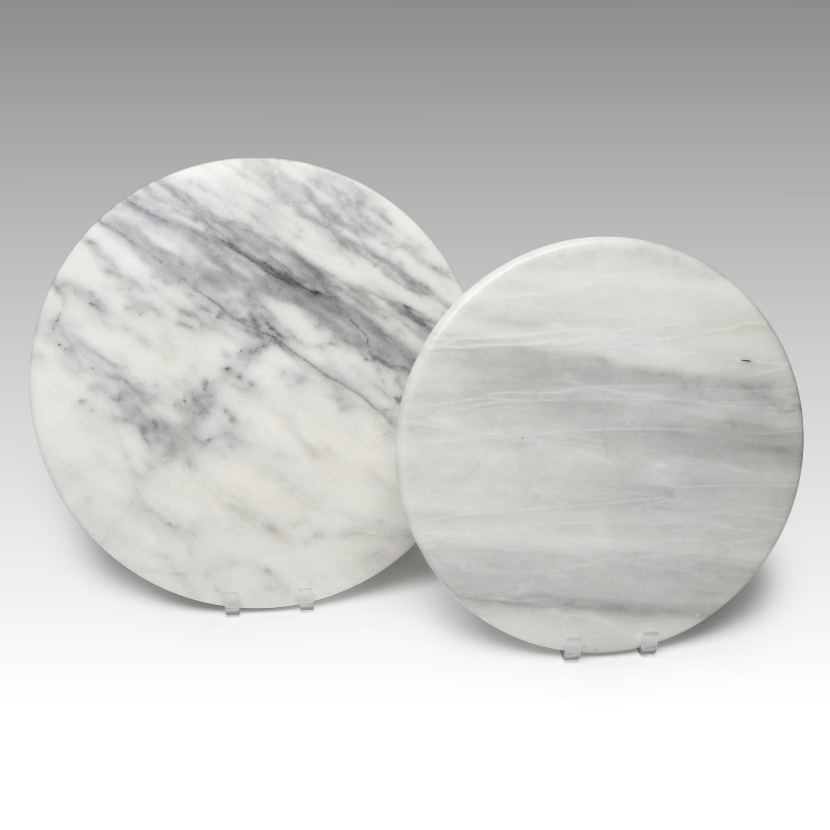 MTC Taiwanese Marble Lazy Susan and Serving Tray, Late 20th Century