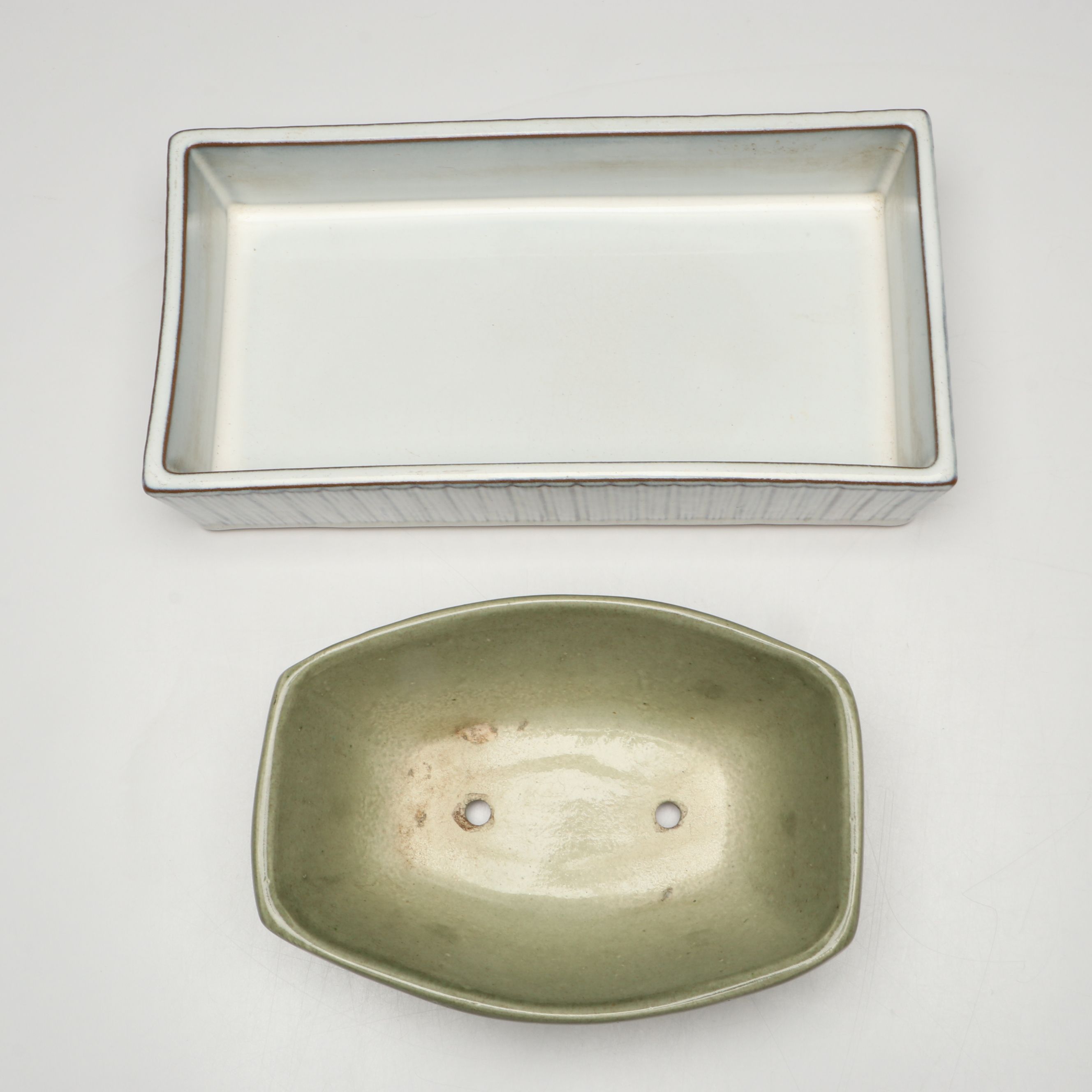 Green Glaze Ceramic Planters and Tableware