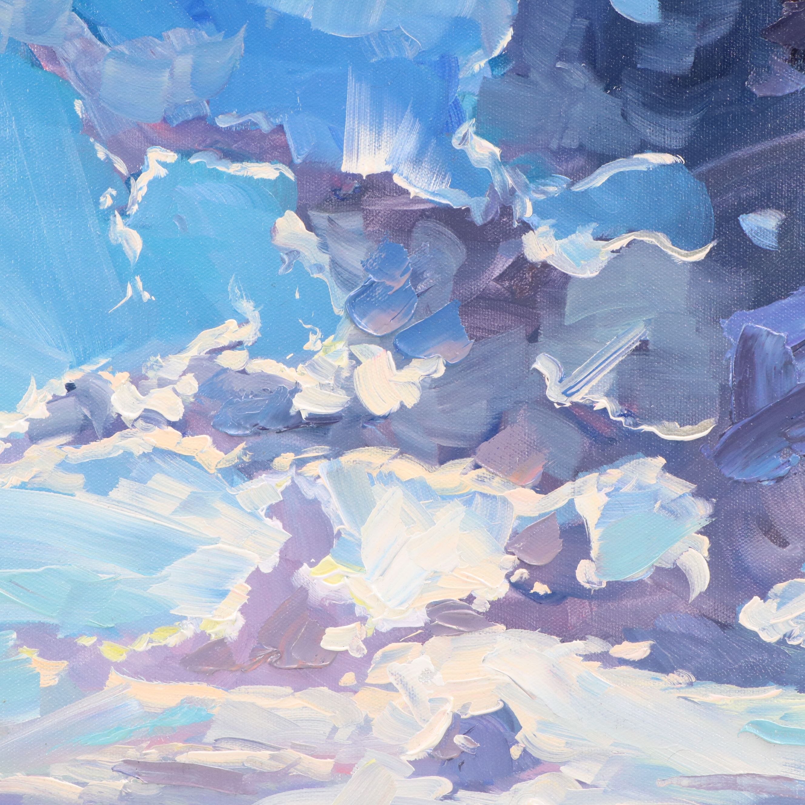 William Hawkins Oil Painting of Sunlit Clouds Over Field, 2026