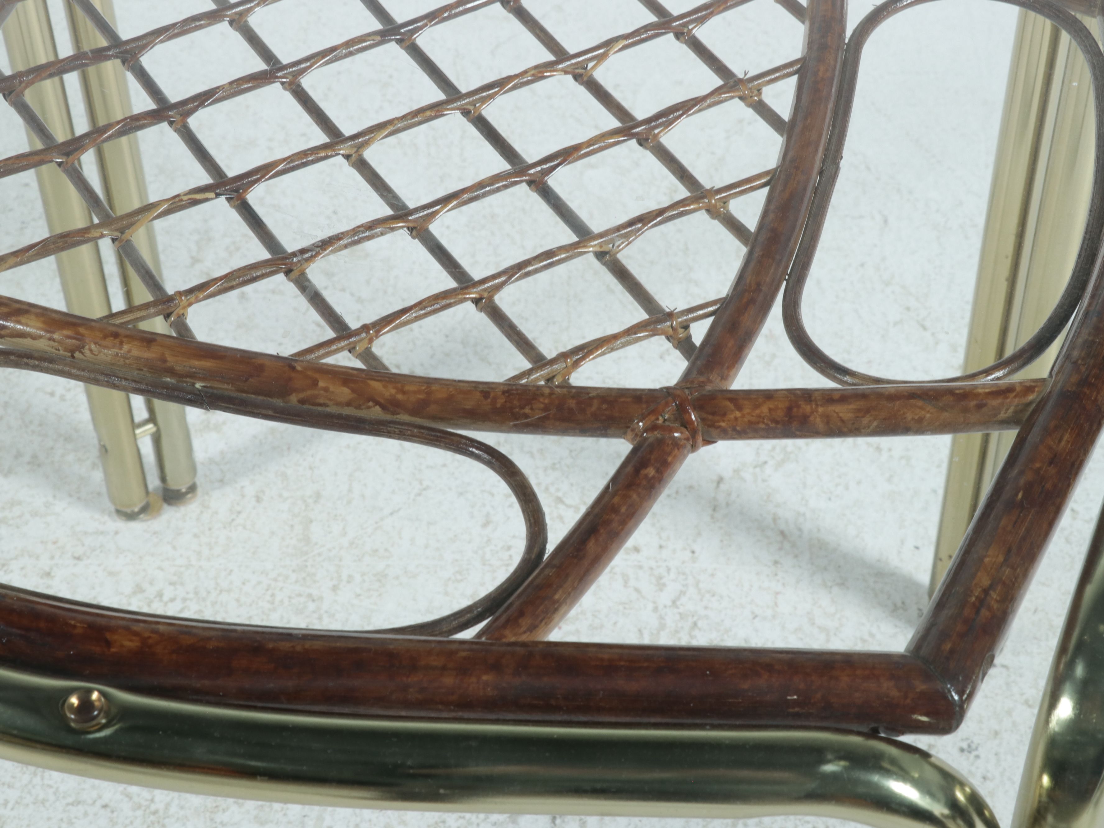 Four-Piece Stoneville Furniture Brass and Rattan Dinette Set, Late 20th Century