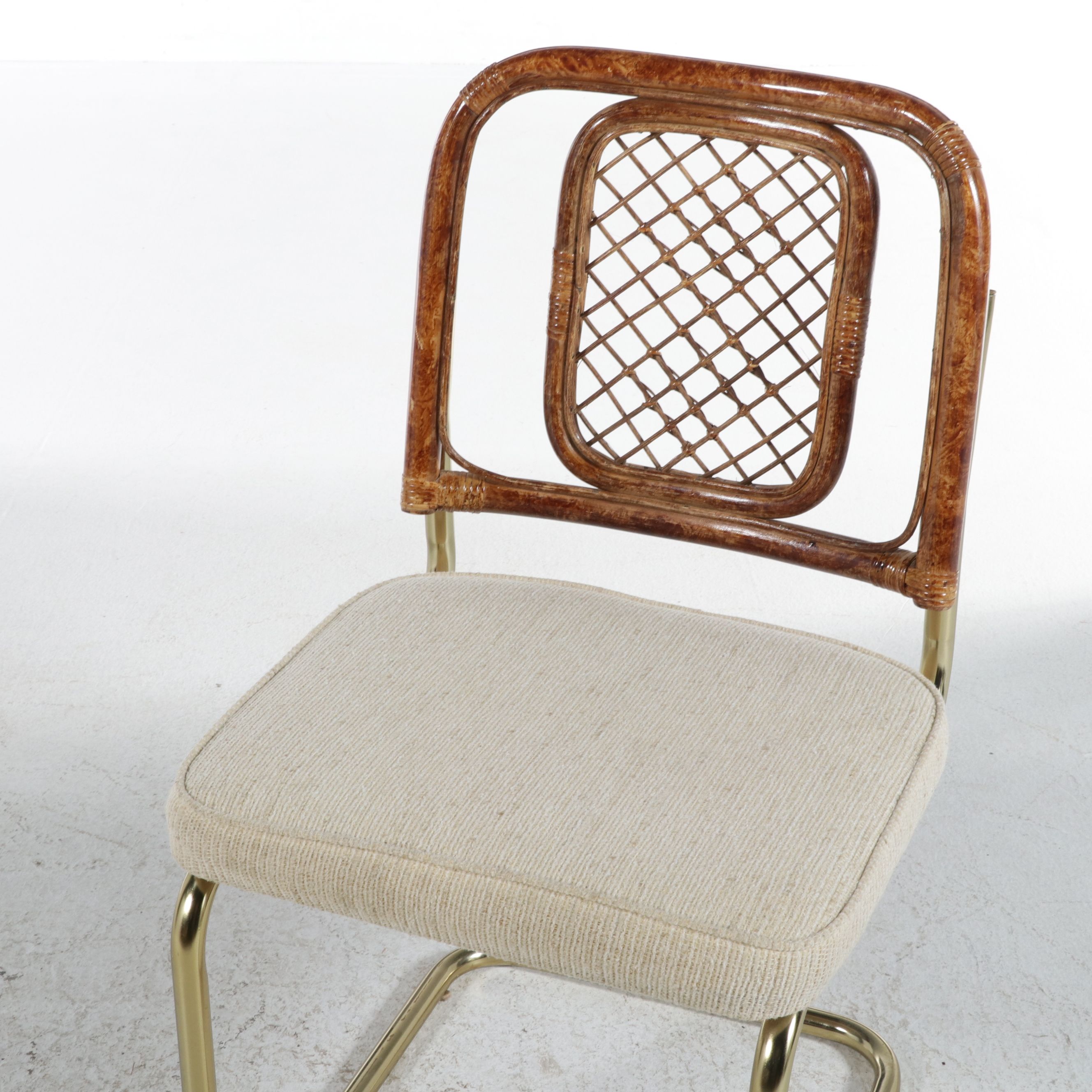 Four-Piece Stoneville Furniture Brass and Rattan Dinette Set, Late 20th Century