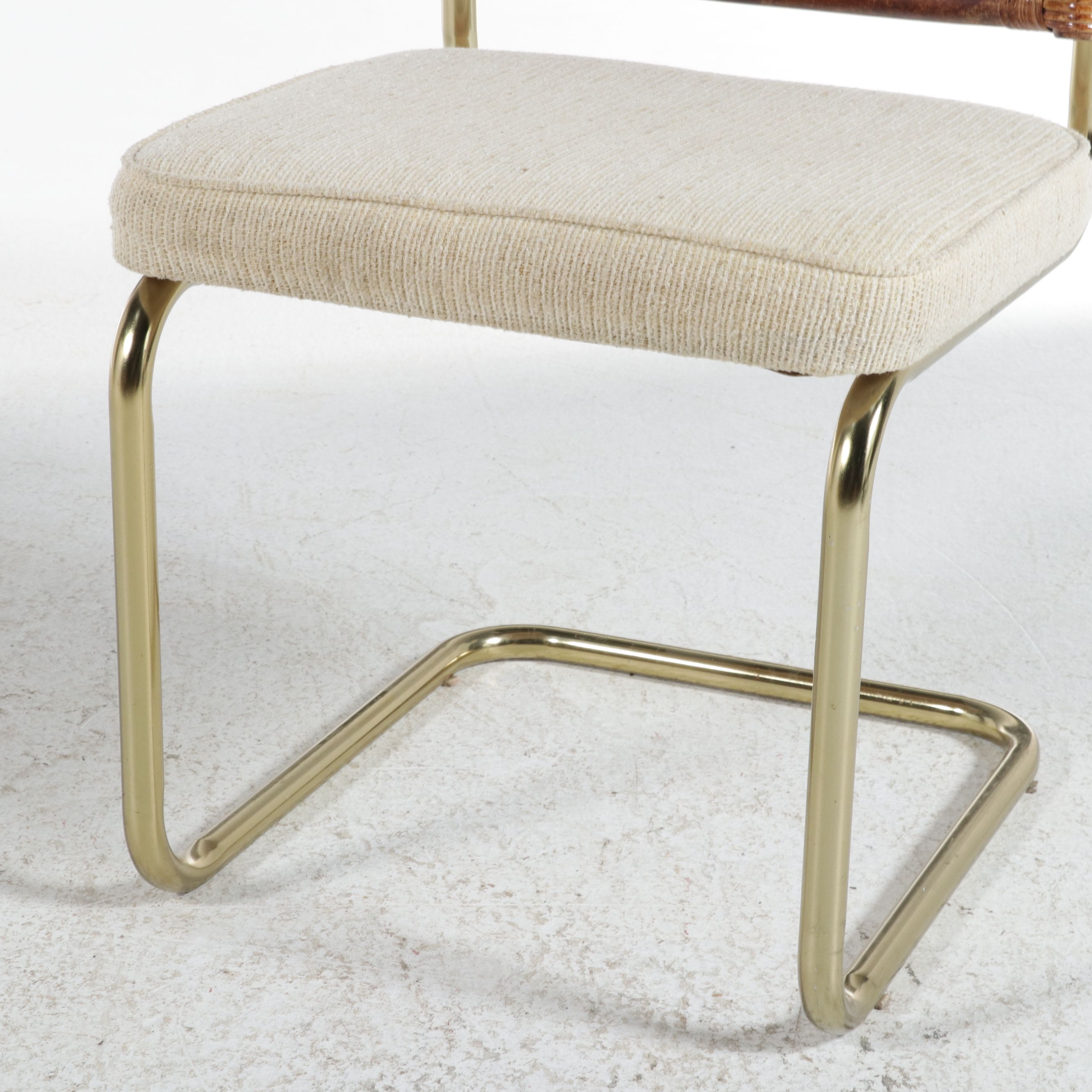 Four-Piece Stoneville Furniture Brass and Rattan Dinette Set, Late 20th Century