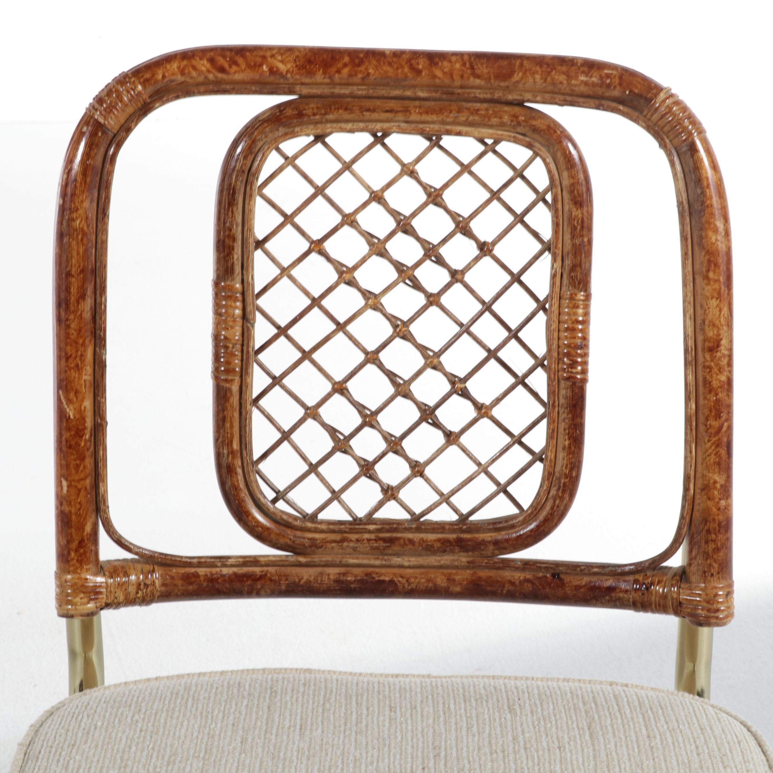 Four-Piece Stoneville Furniture Brass and Rattan Dinette Set, Late 20th Century