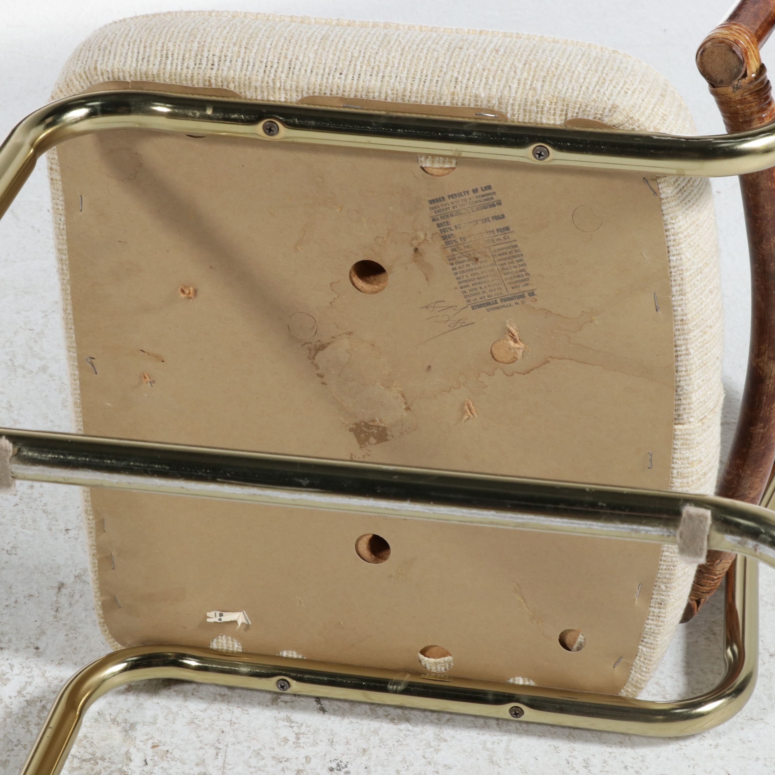 Four-Piece Stoneville Furniture Brass and Rattan Dinette Set, Late 20th Century