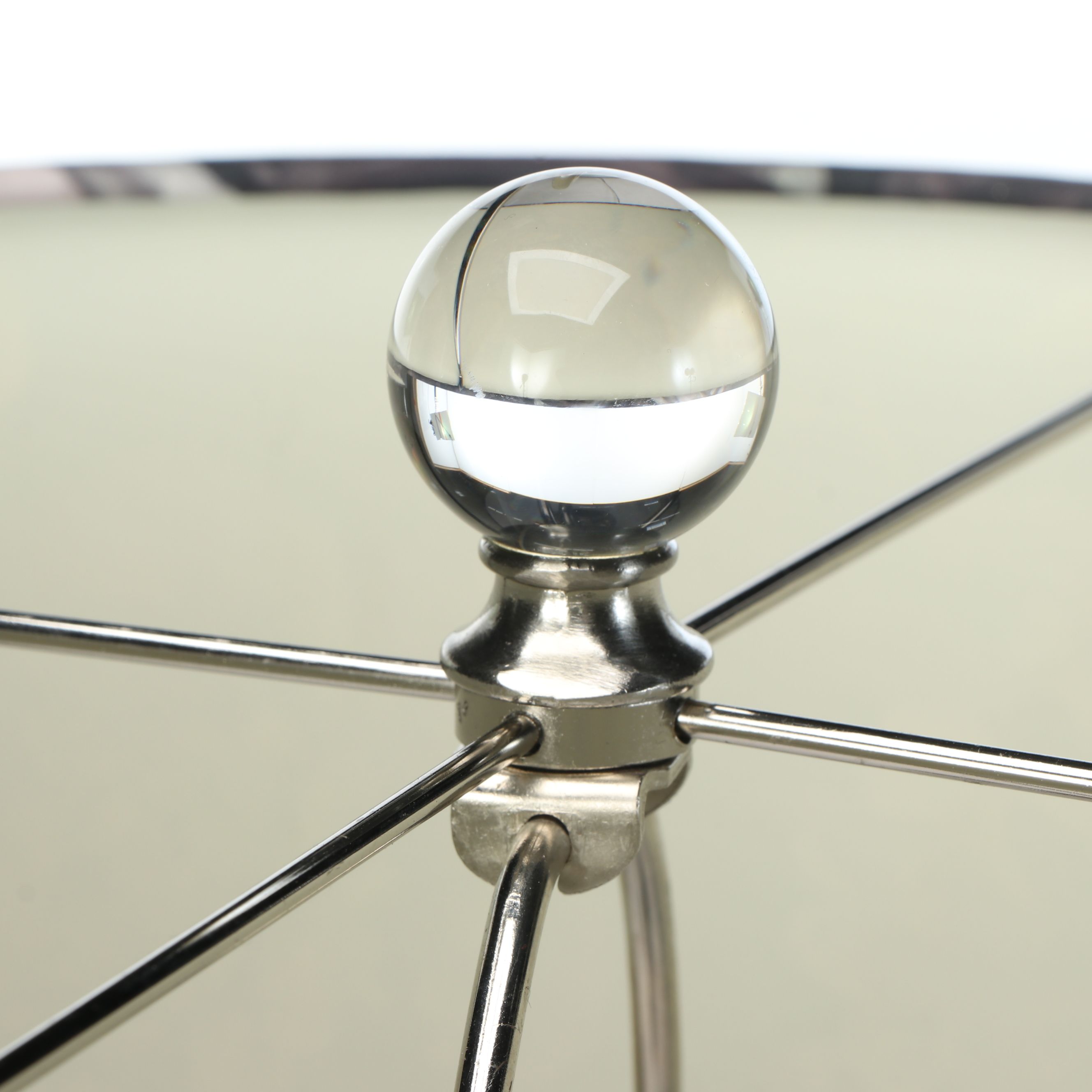 Pair of Smoky Mercury Glass Table Lamps with Floral Print Fabric Drum Shades