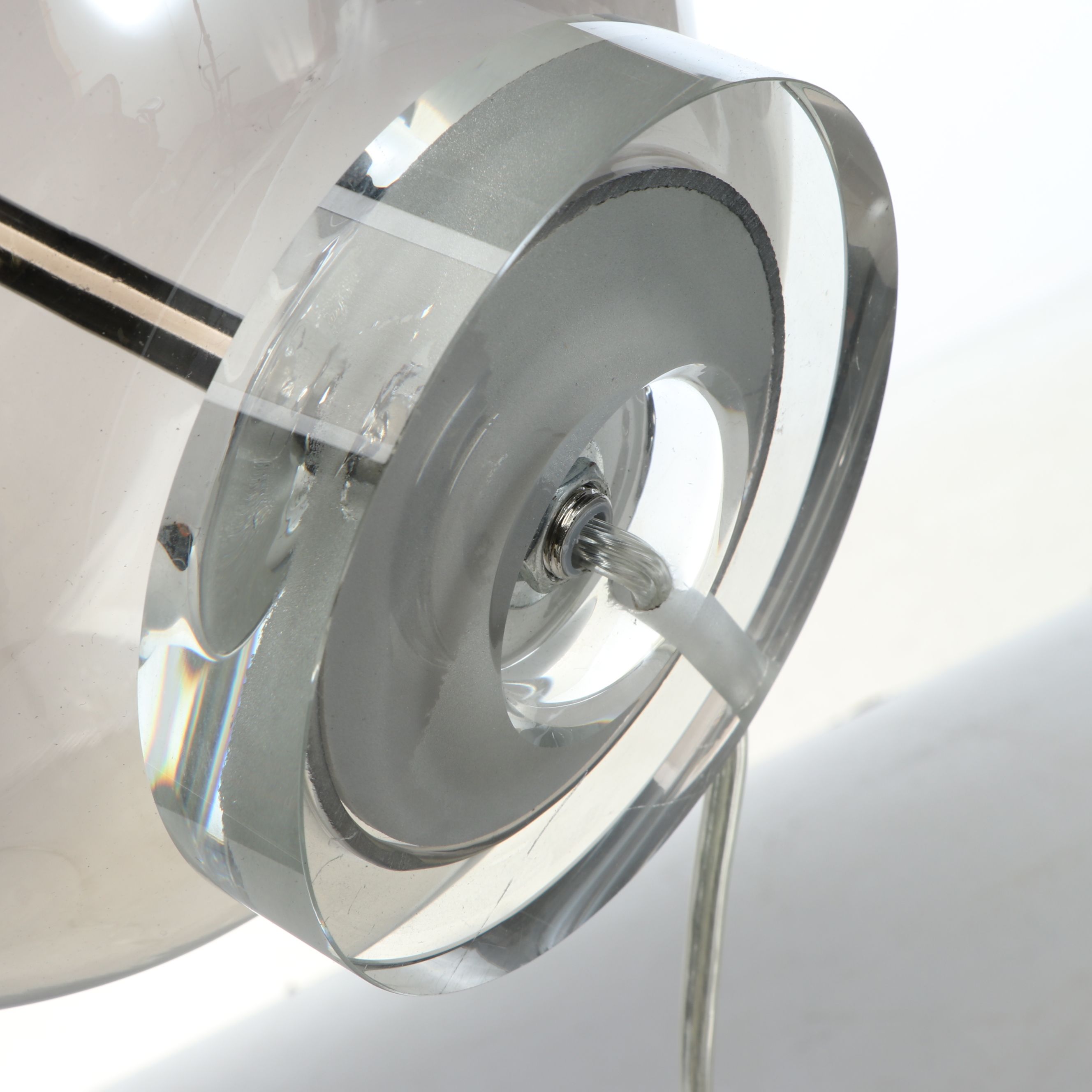 Pair of Smoky Mercury Glass Table Lamps with Floral Print Fabric Drum Shades