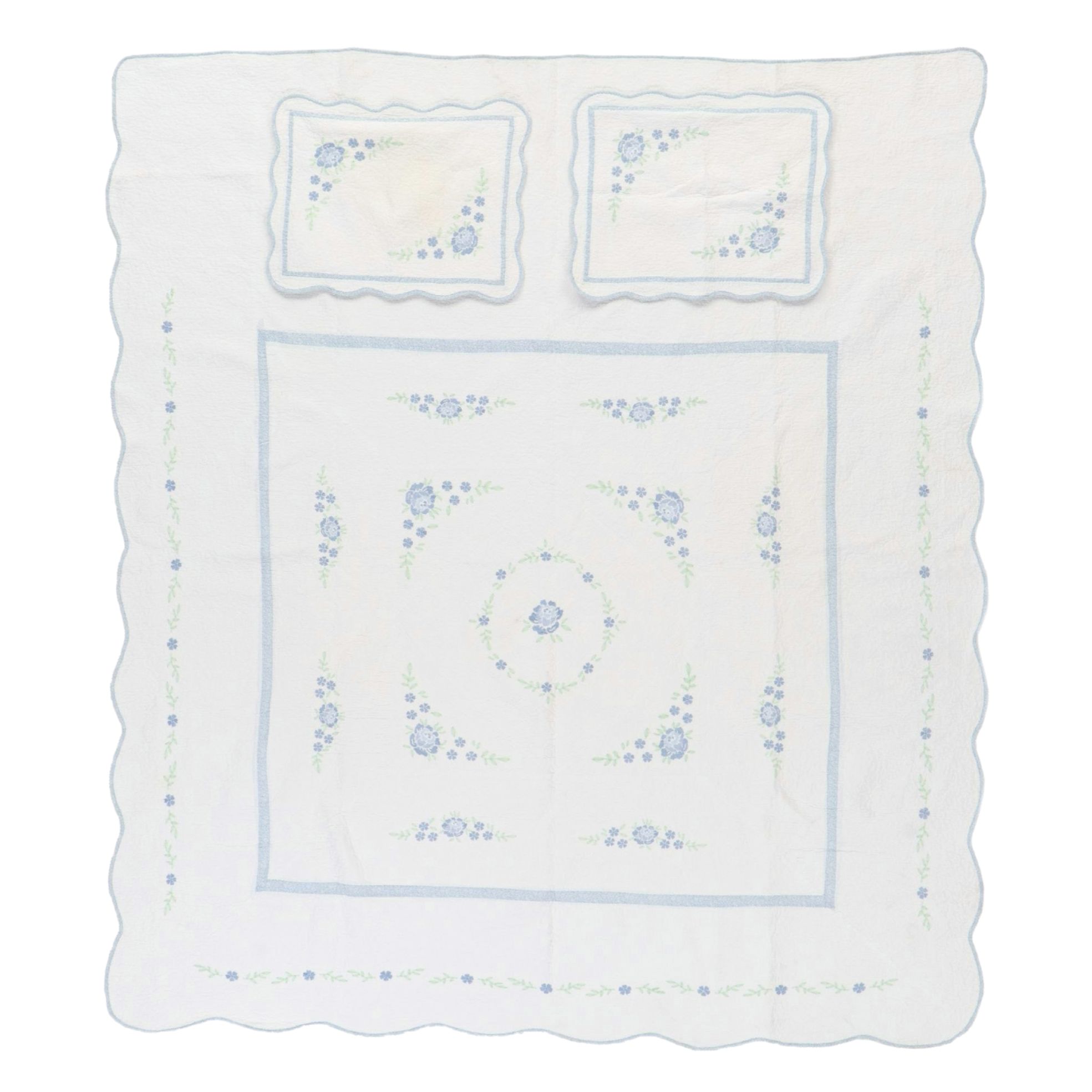 Martha Stewart California King Size Quilt and Pair of Pillow Cases