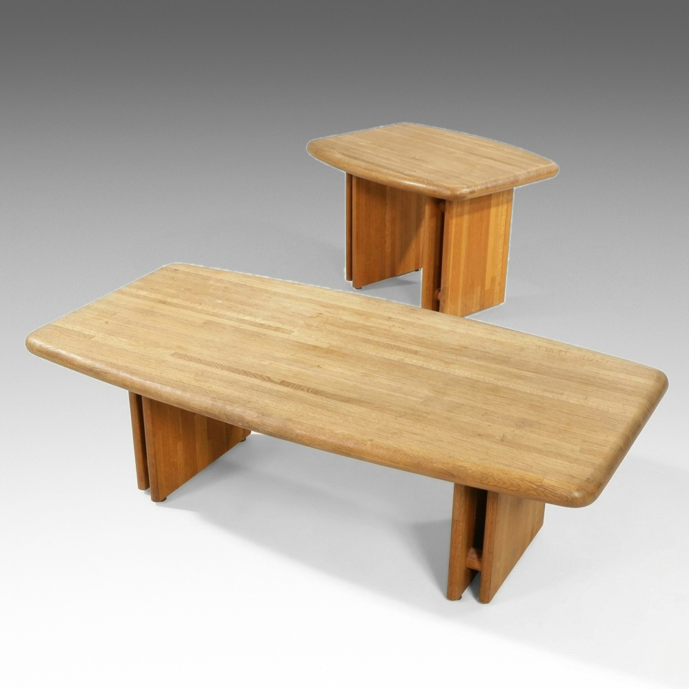 Mid Century Modern Oak Coffee and Side Tables