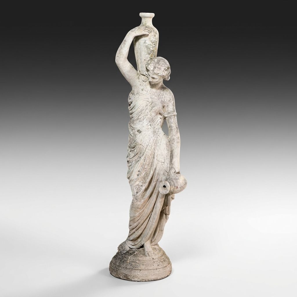 Neoclassical Style "Rebecca at the Well" Concrete Garden Fountain