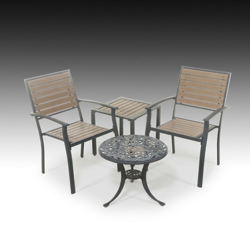 Pressed Aluminum Assembled Patio Armchairs, Side Table and Accent Table