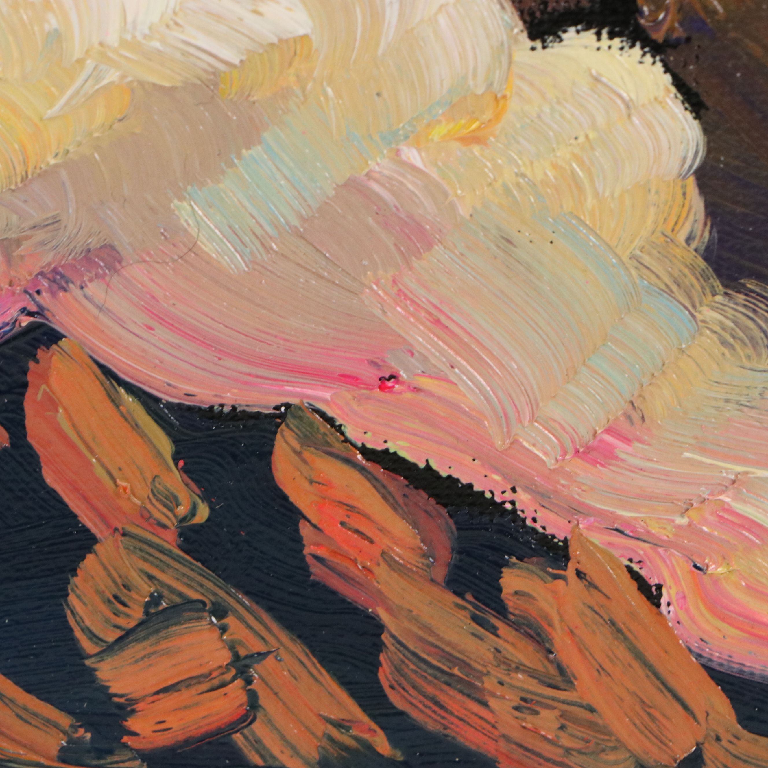 William Hawkins Oil Painting of Mountain Landscape at Sunset, 2026