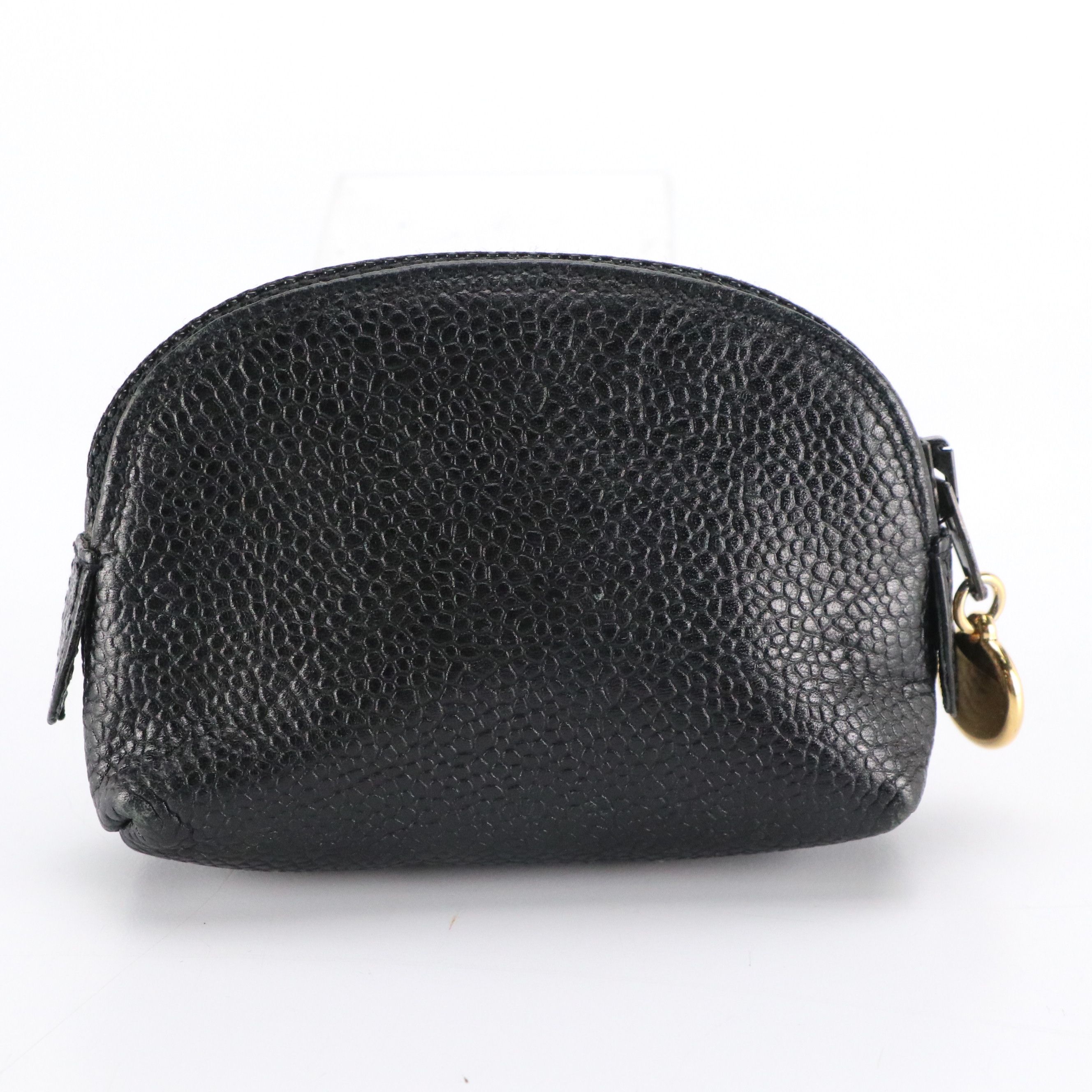 Chanel CC Logo Mini Zip Pouch in Black Caviar Leather