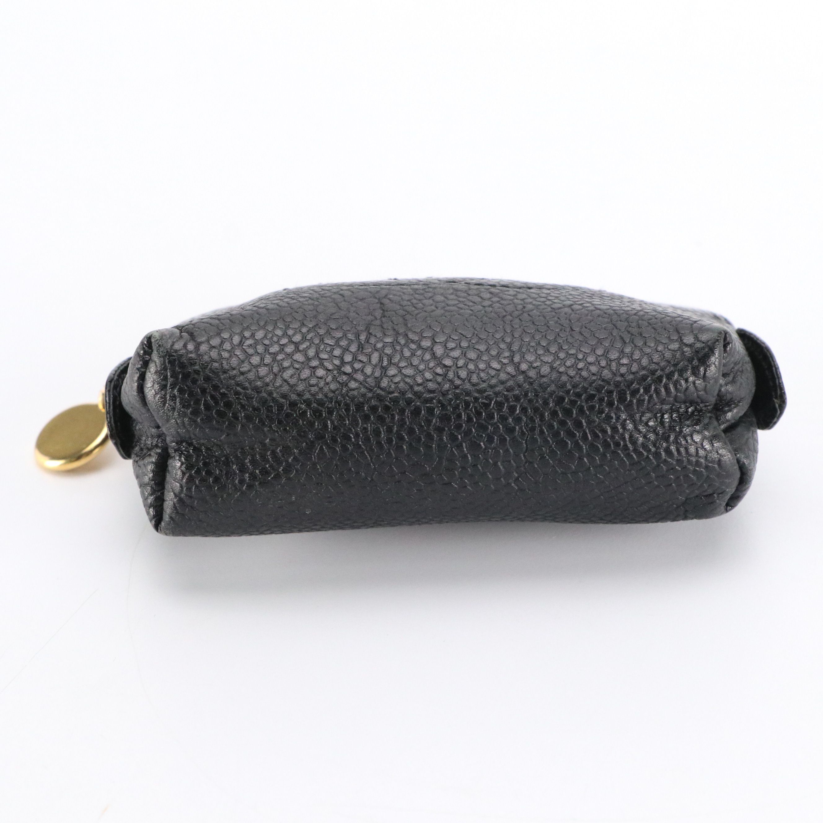 Chanel CC Logo Mini Zip Pouch in Black Caviar Leather