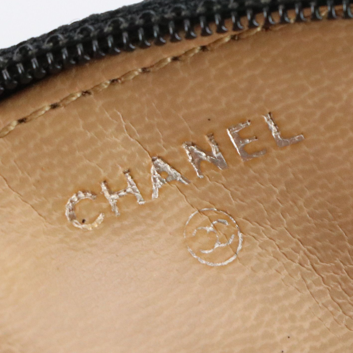 Chanel CC Logo Mini Zip Pouch in Black Caviar Leather