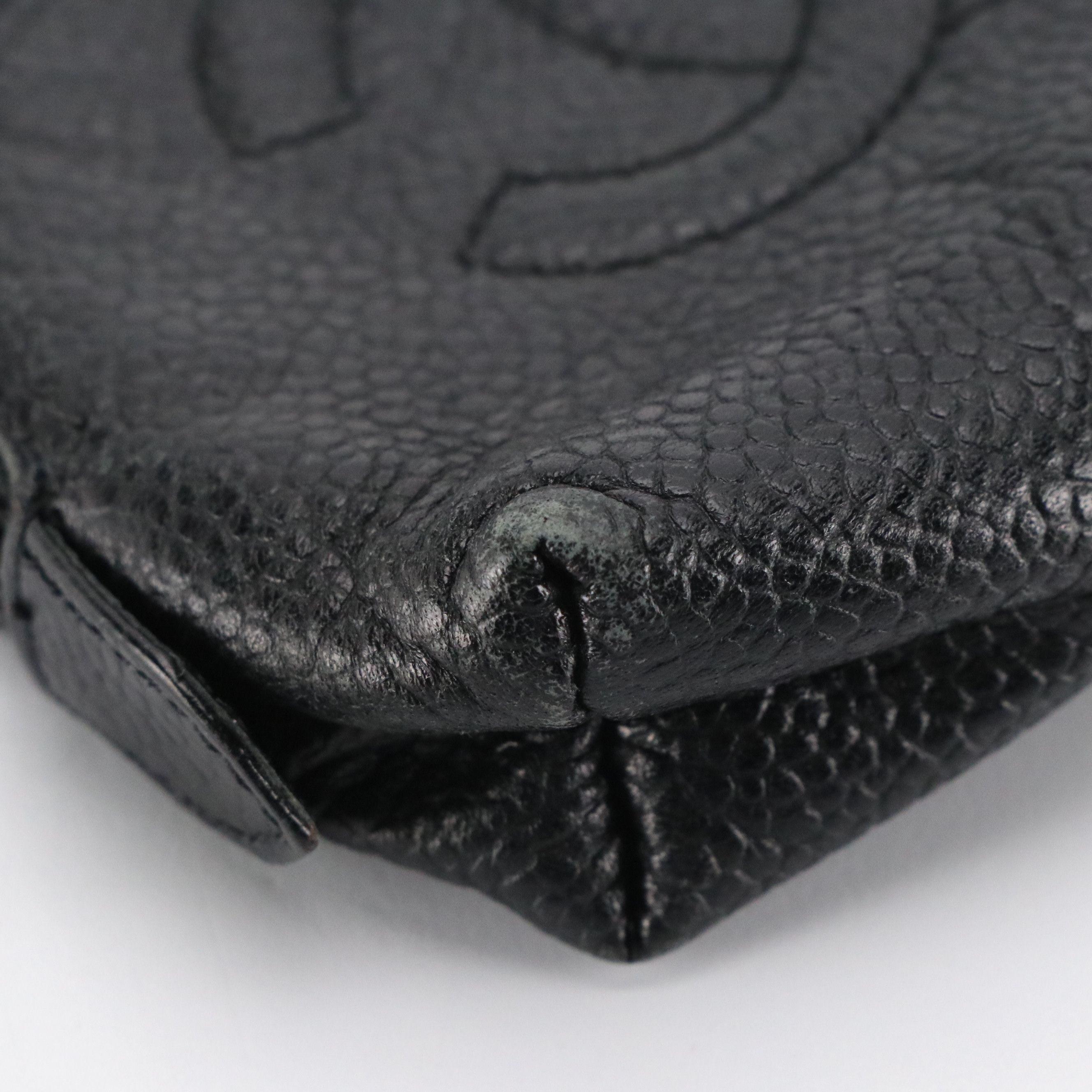 Chanel CC Logo Mini Zip Pouch in Black Caviar Leather