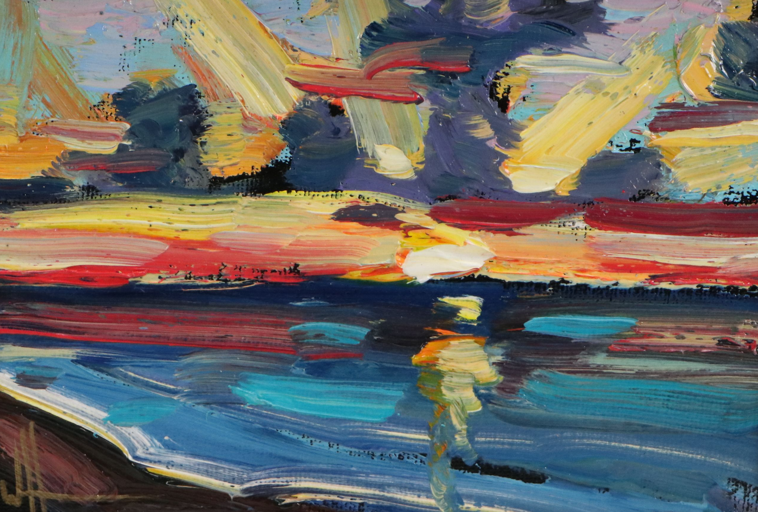 William Hawkins Oil Painting of Coastal Landscape at Sunset, 2026