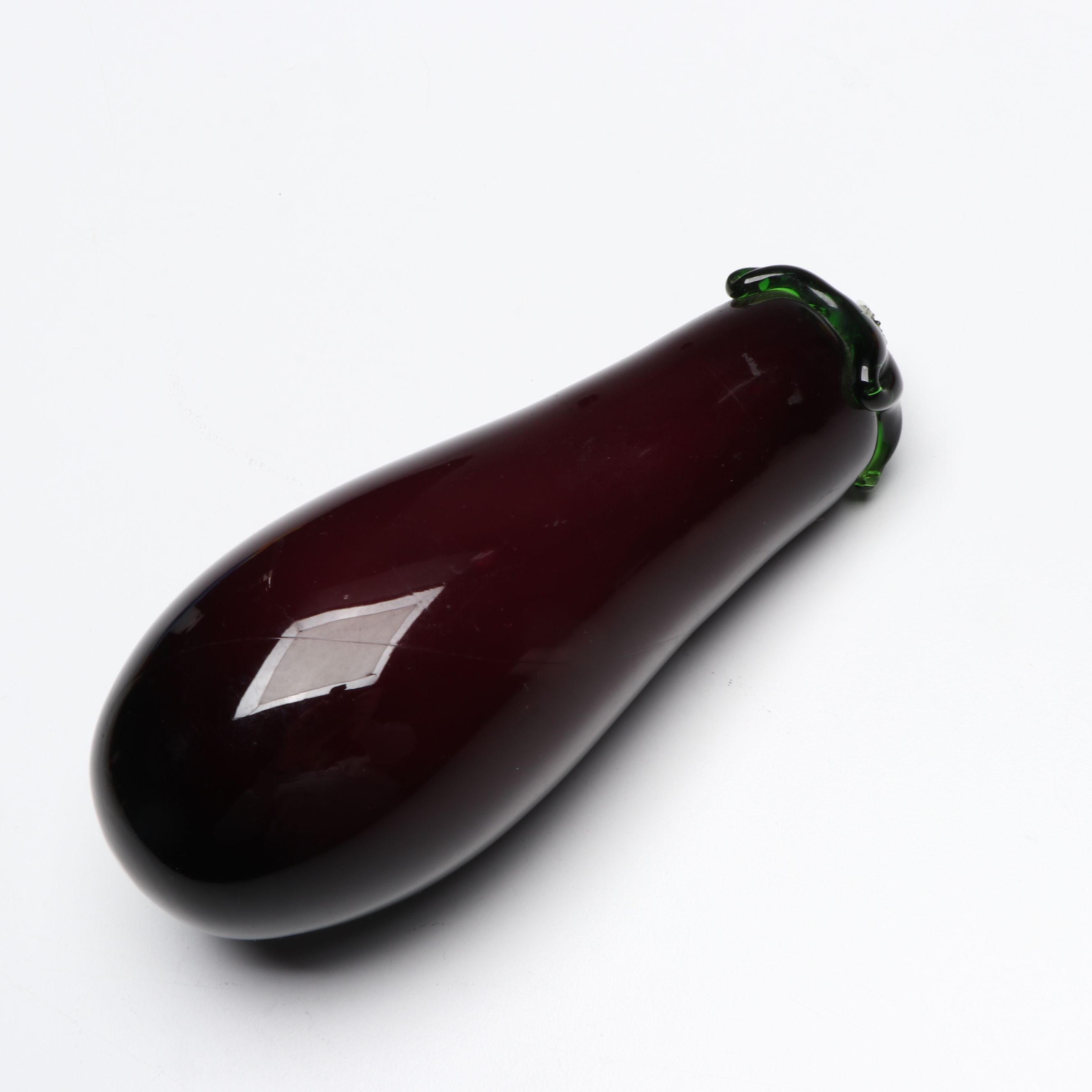 Viking Glass "Epic Blue" Pedestal Bowl with Glass Vegetable Sculptures